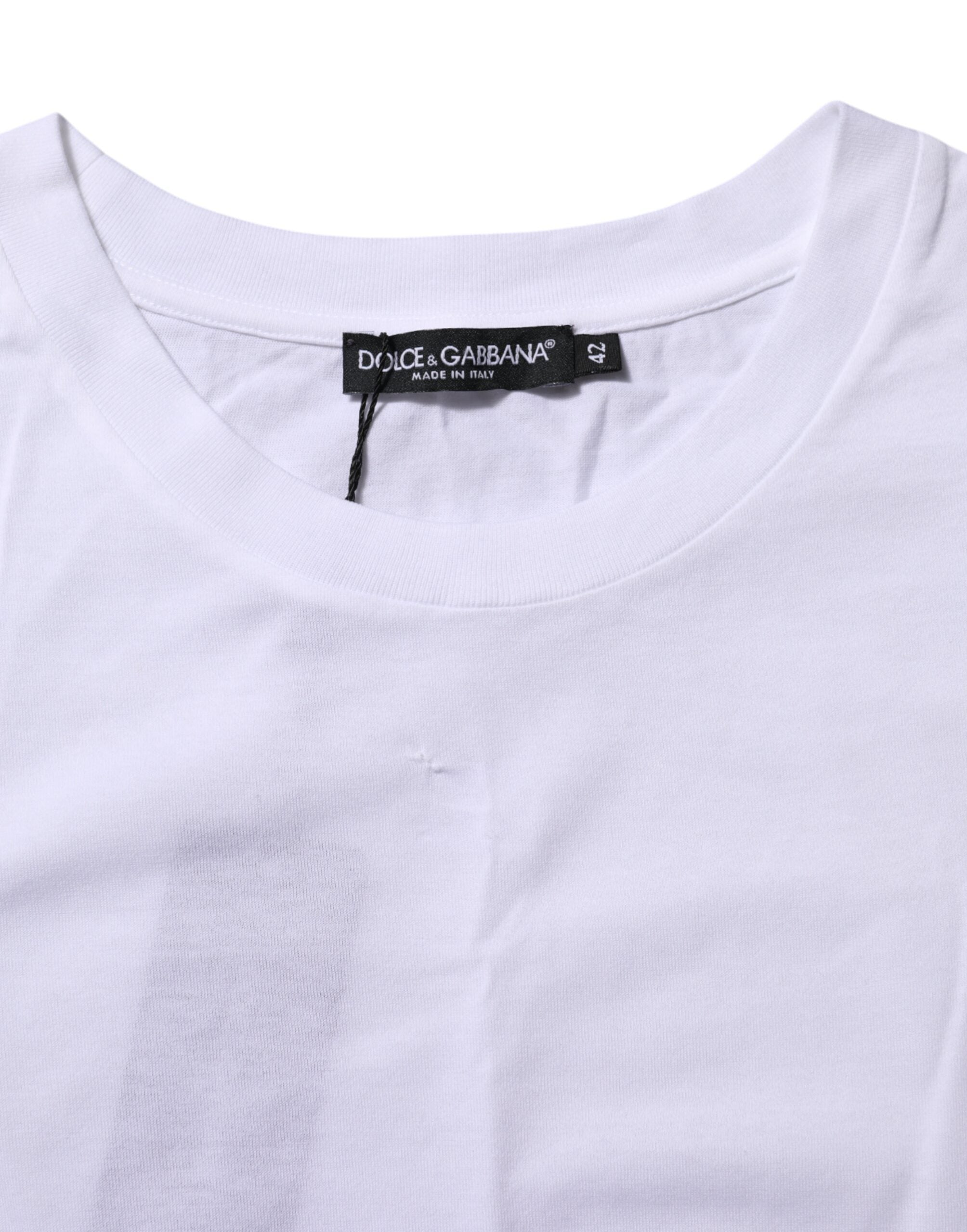 White Cotton Round Neck Short Sleeves T-shirt