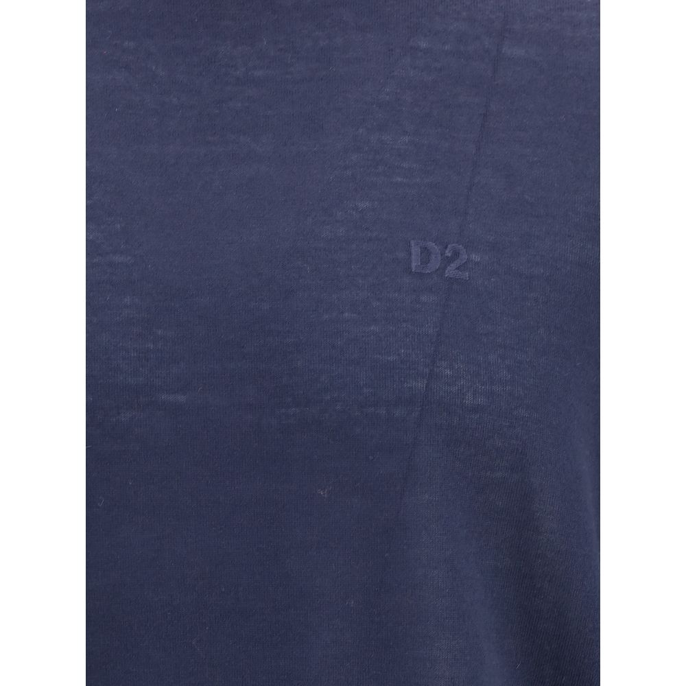 Blue Fleece Wool Turtleneck