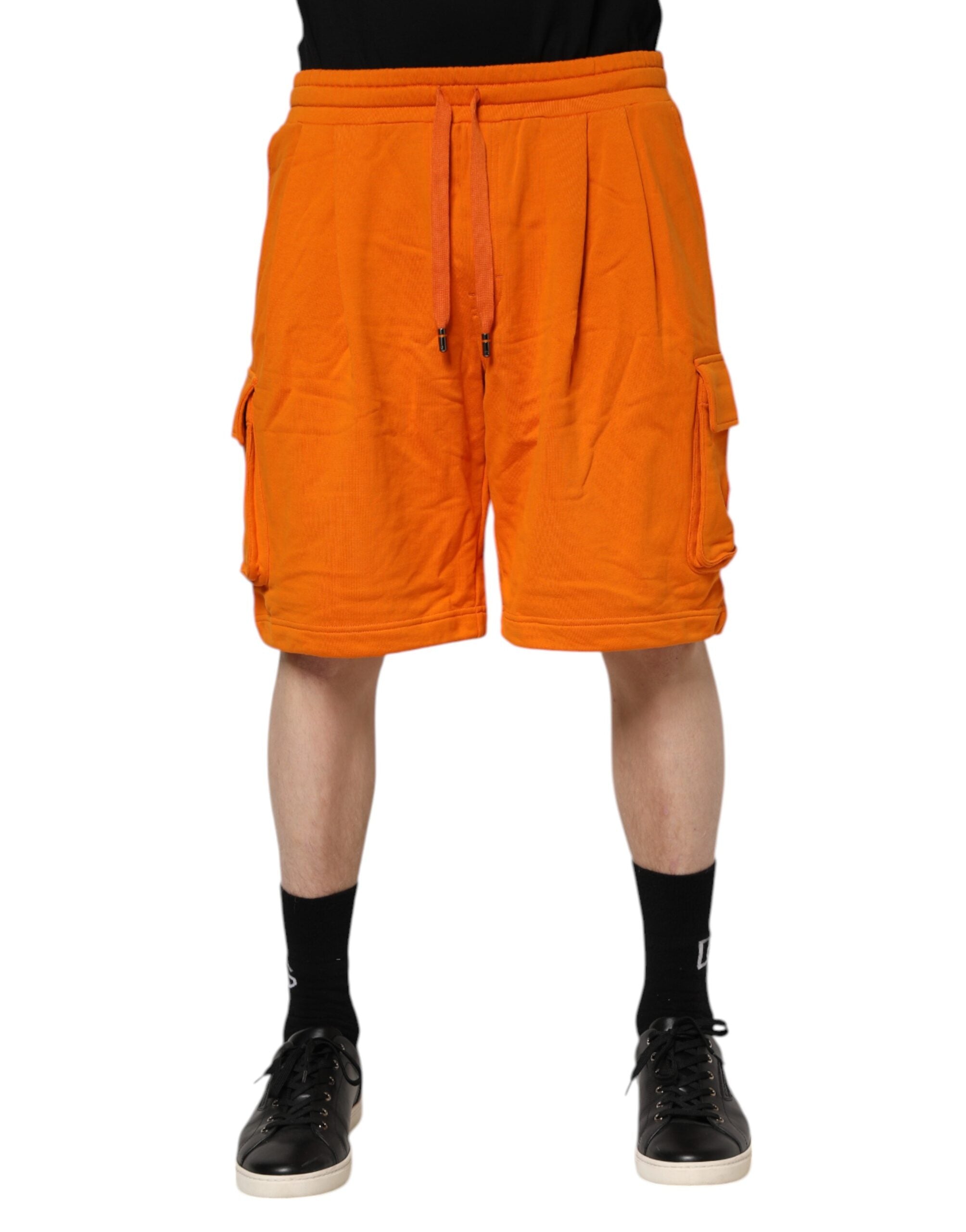 Orange Cotton Men Casual Cargo Bermuda Shorts