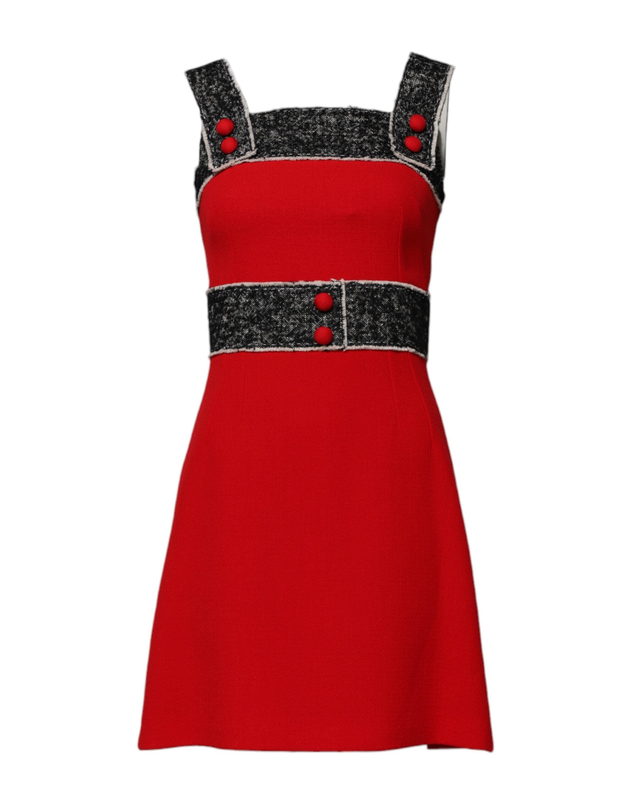 Red Wool Sleeveless A-line Flared Mini Dress