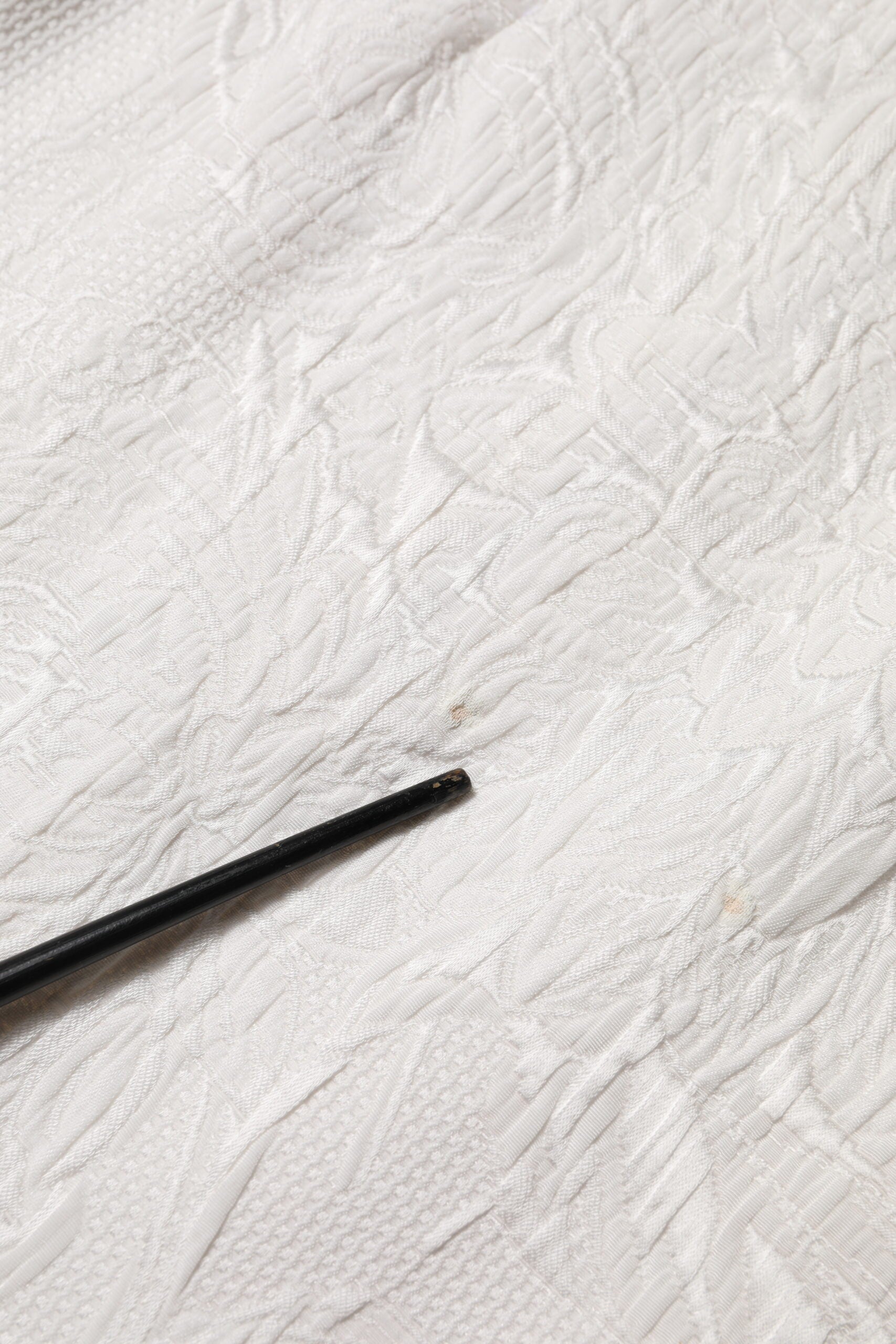 White Floral Brocade A-line High Waist Skirt