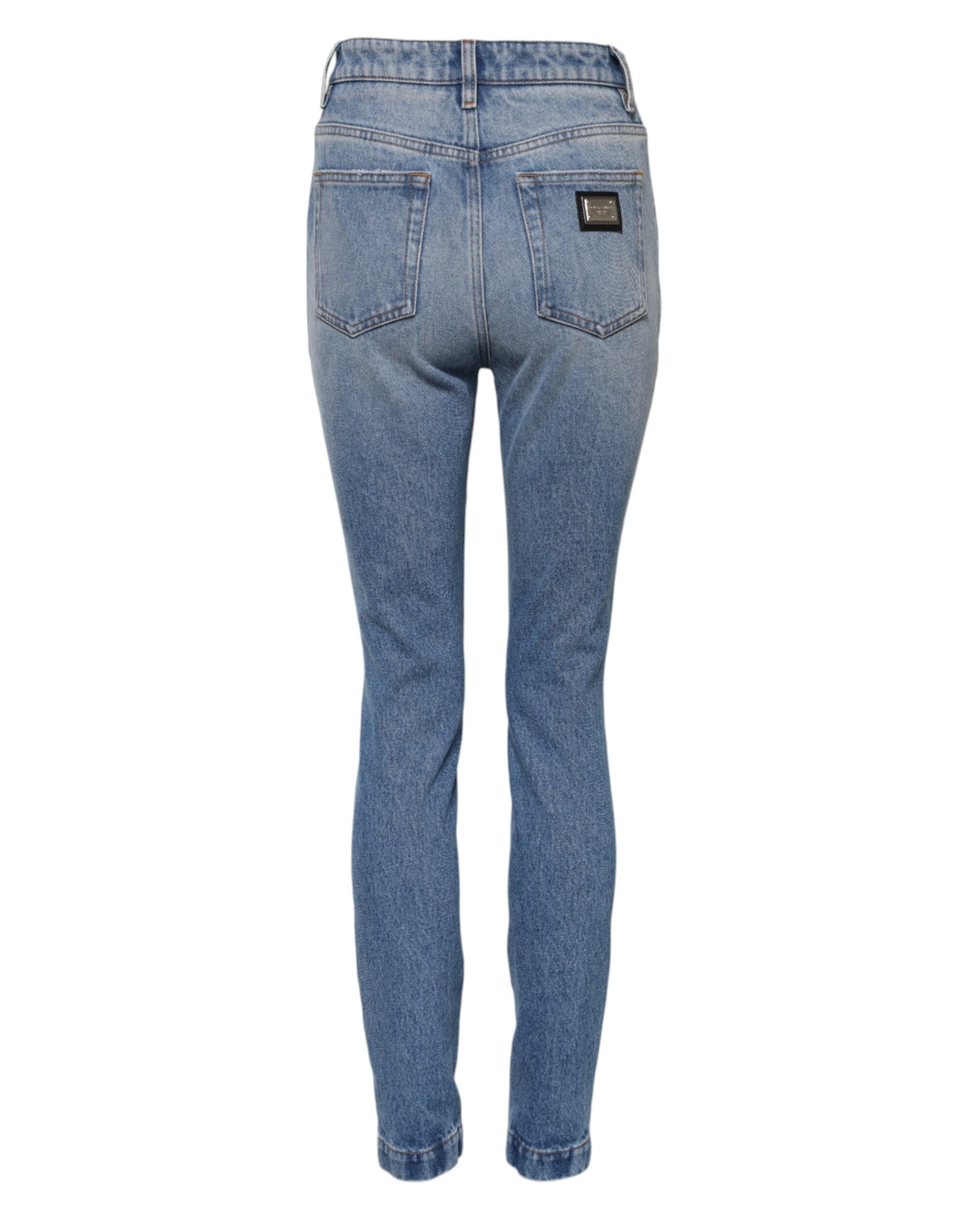 Blue Washed Skinny High Waist Denim Jeans