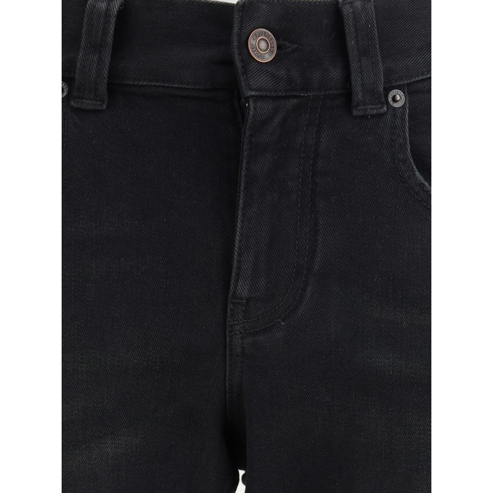 Black Cotton Bootcut Jeans