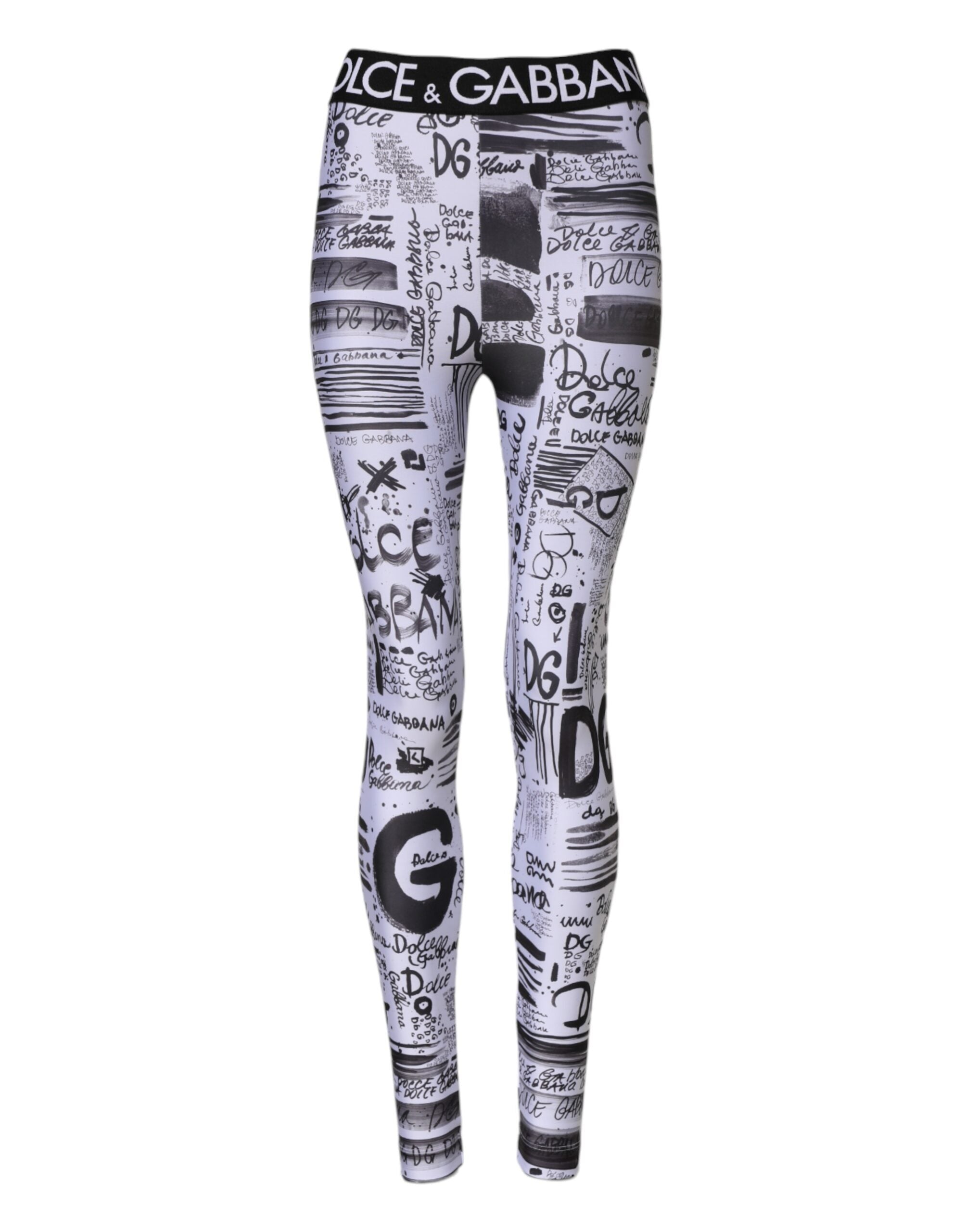 White Graphic HighWaist Skinny Leggings Pants
