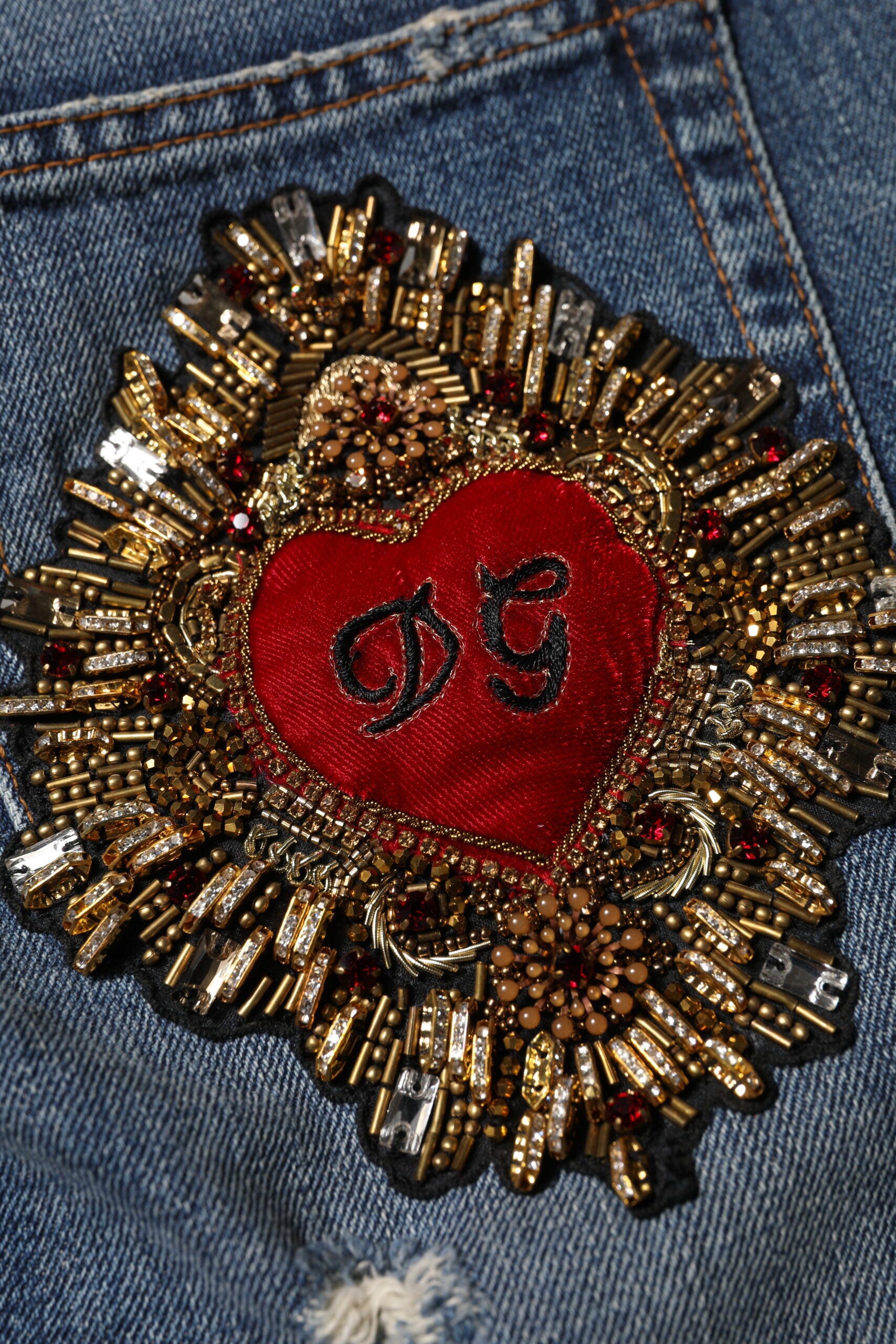 Blue Cotton Boyfriend Tattered Denim Jeans