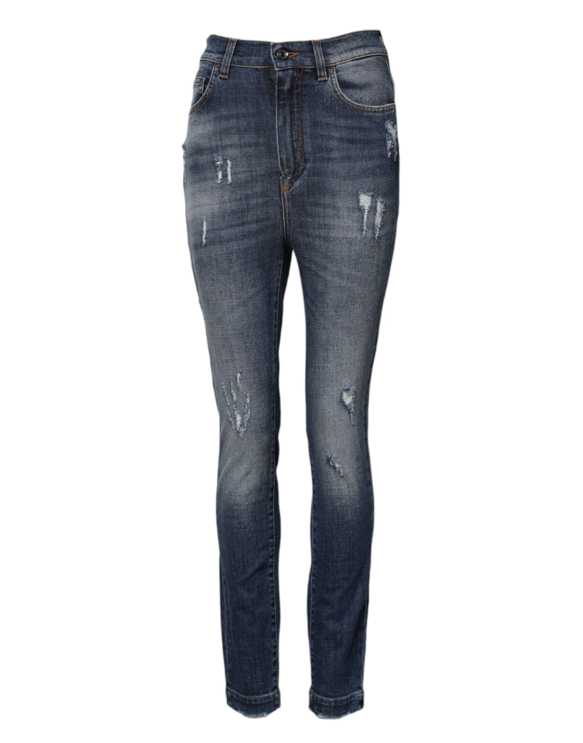 Blue Cotton HighWaist Skinny Denim Jeans