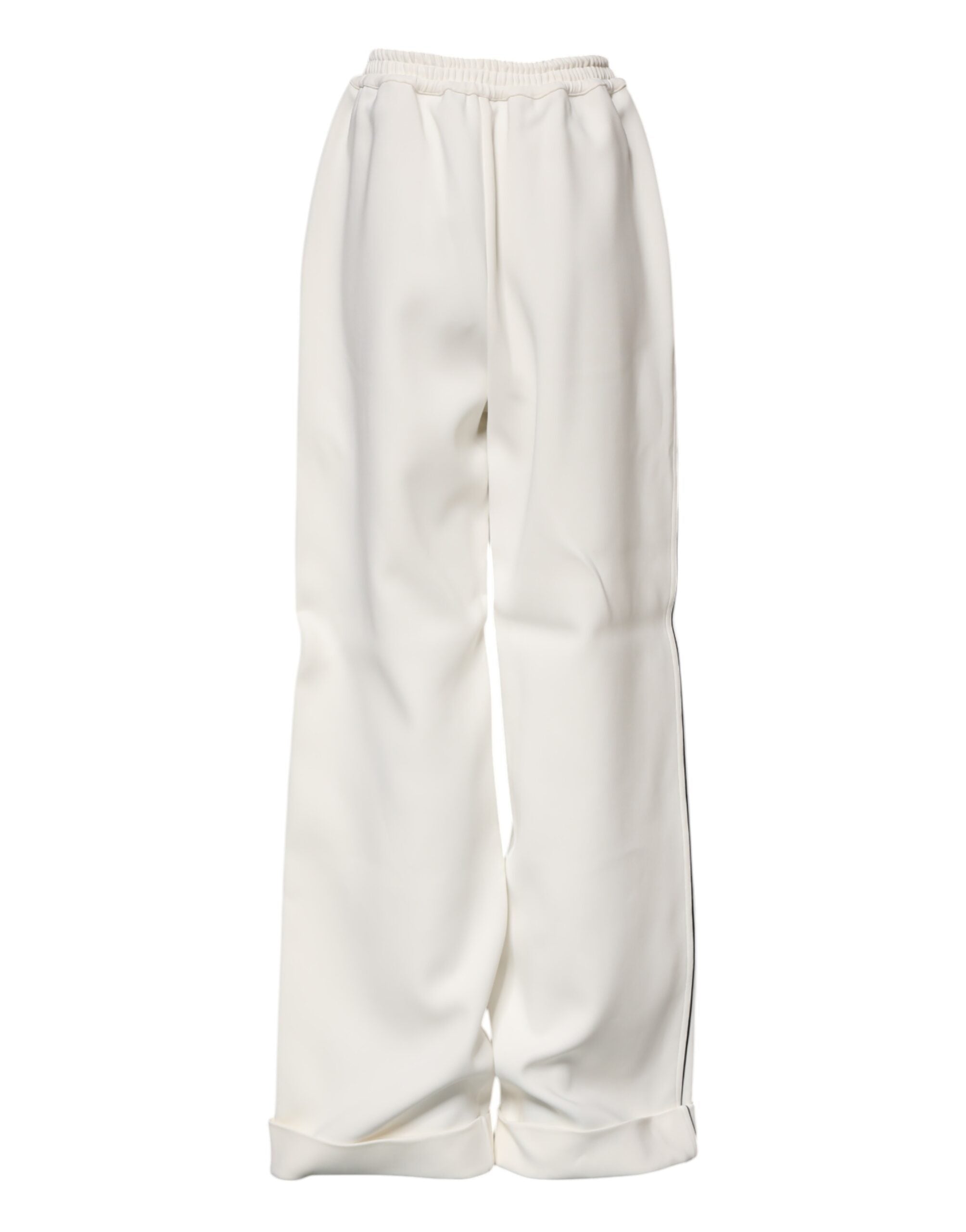 White Viscose Wide Leg Pull On Pants