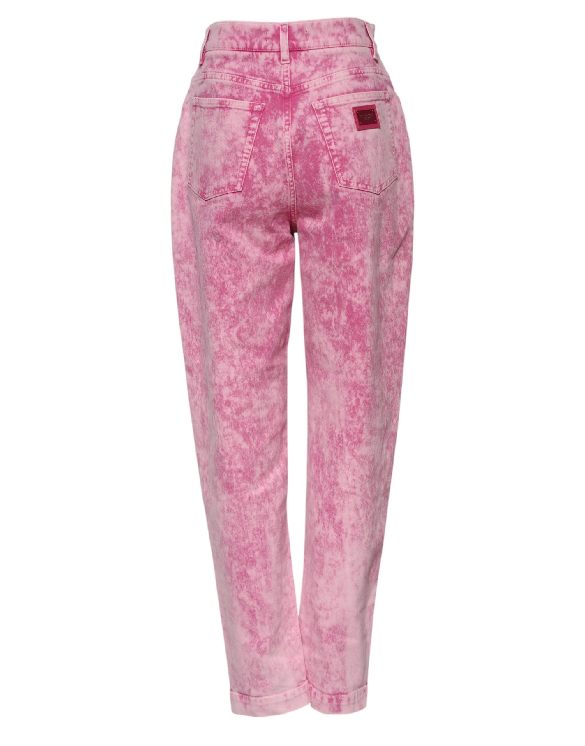 Pink Tie Dye High Waist Tapered Denim Jeans