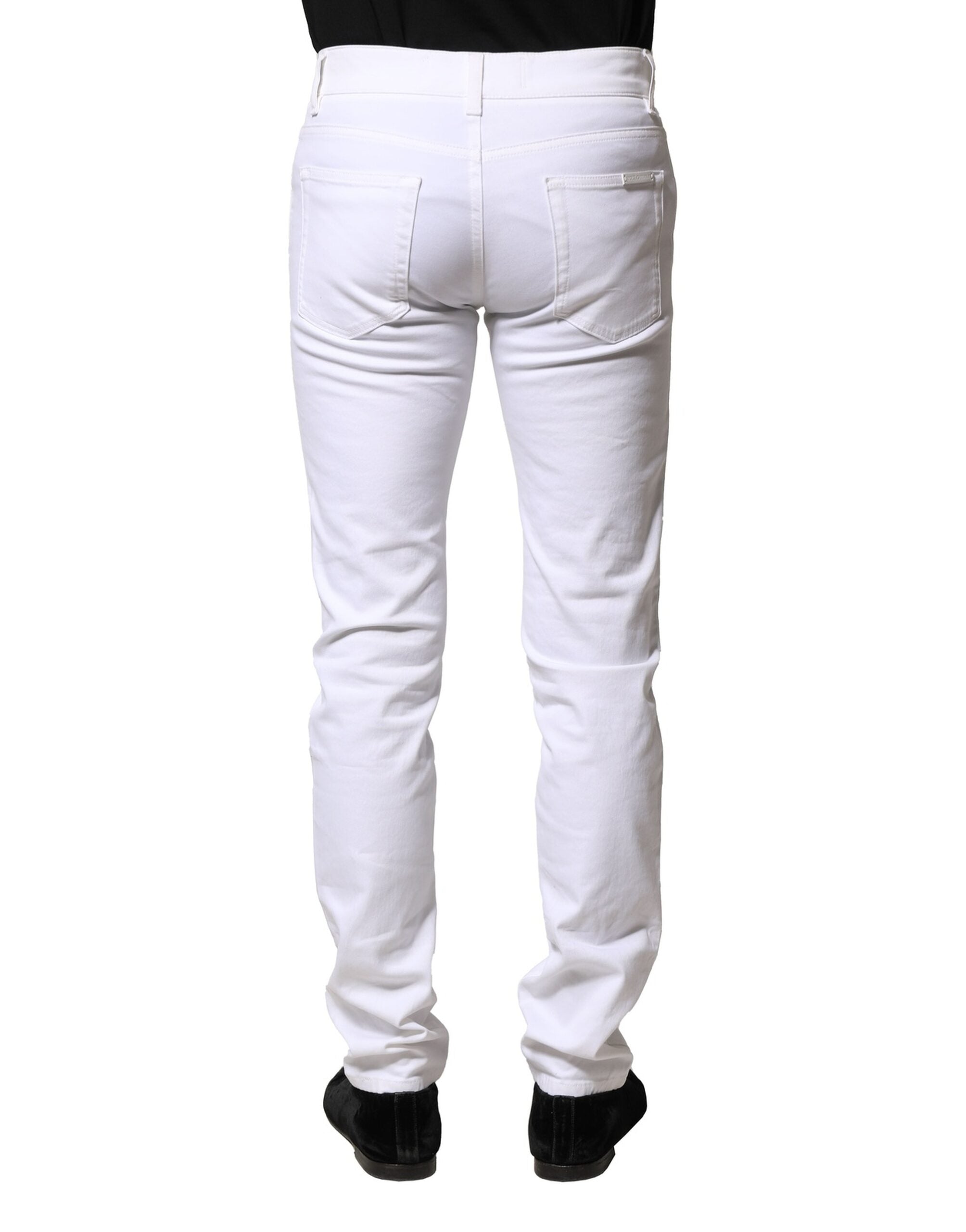 White Cotton Skinny Men Denim Jeans