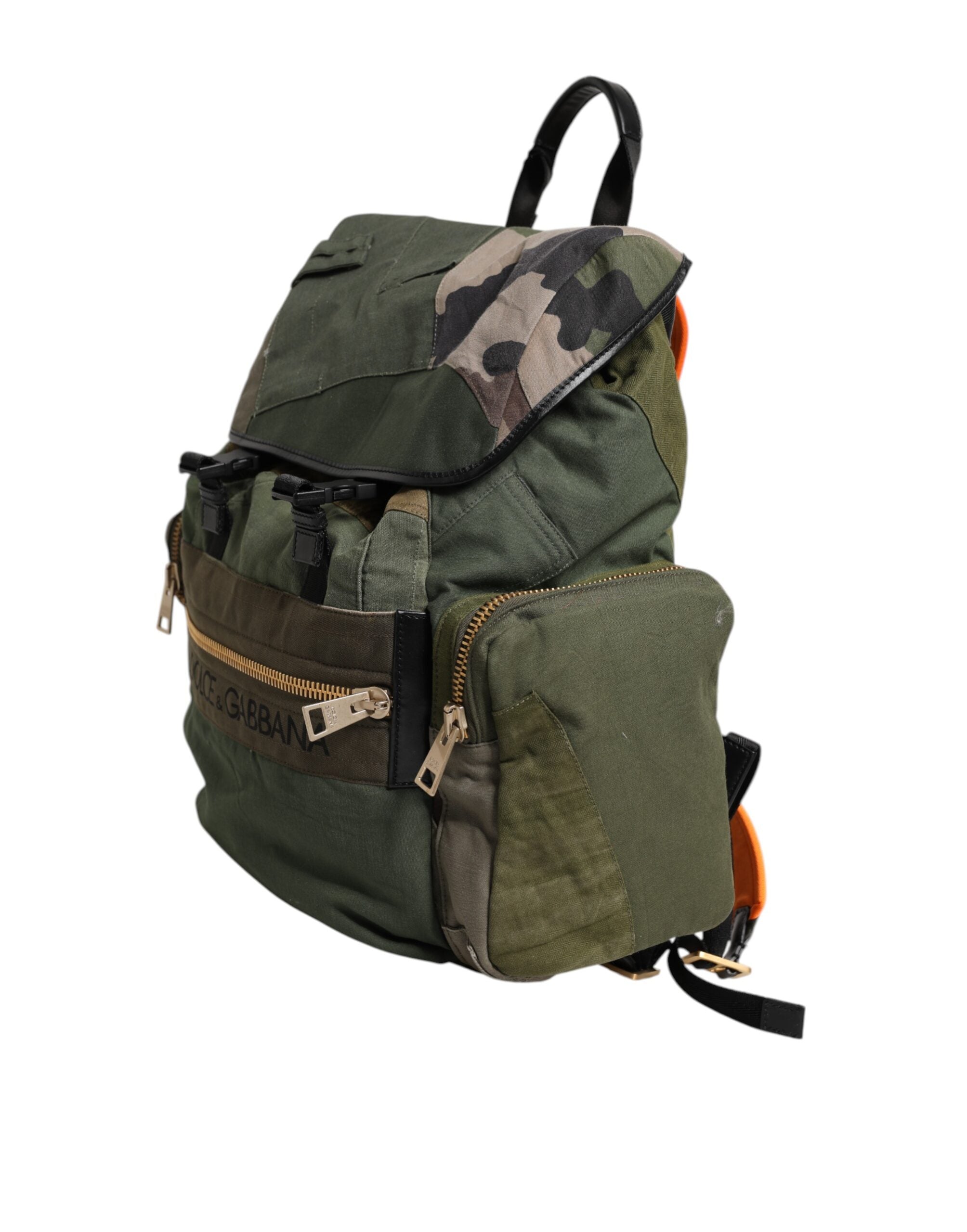 Military Green Patchwork Rucksack Backpack Bag