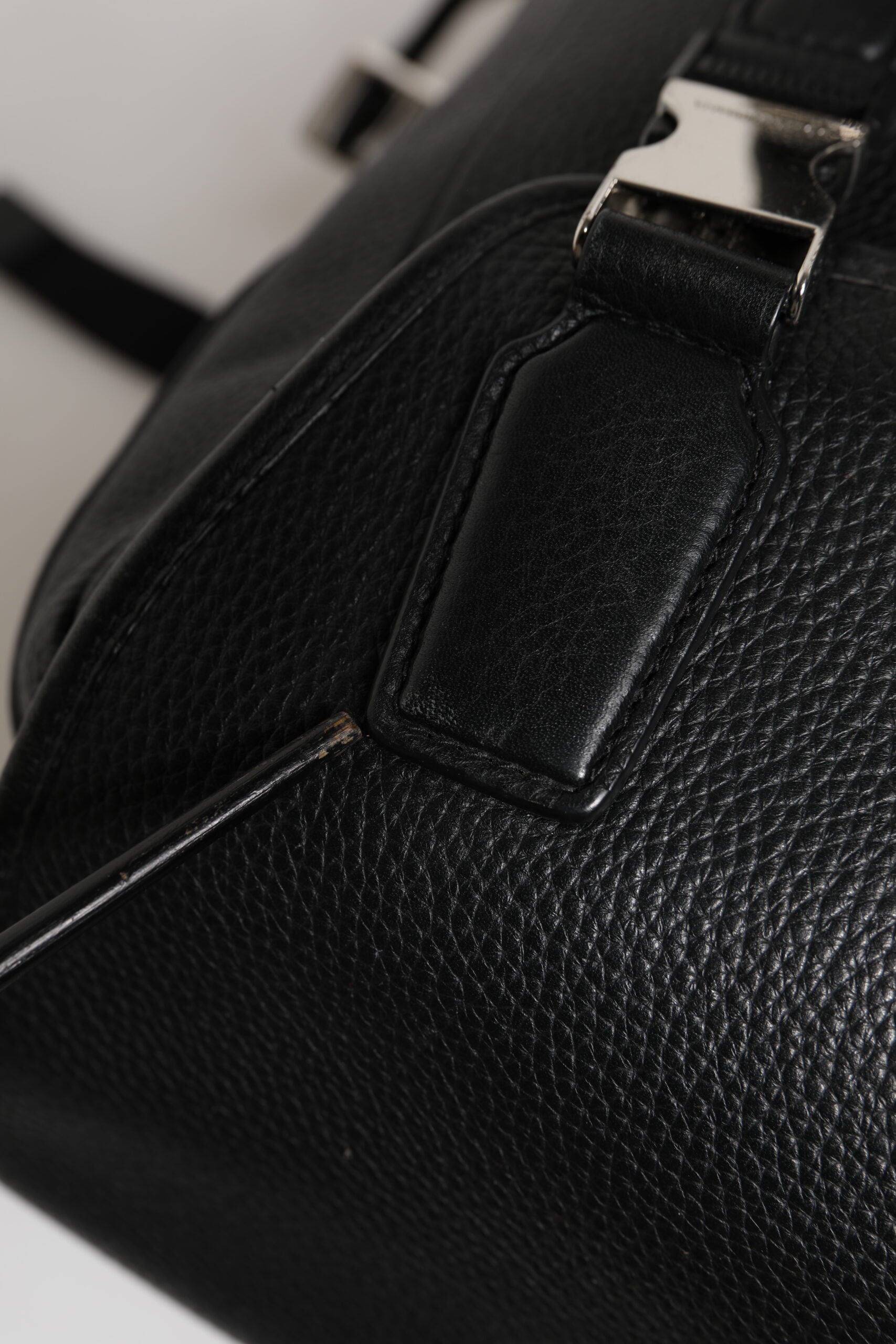 Black Palermo Backpack Hammered Calfskin Leather Bag