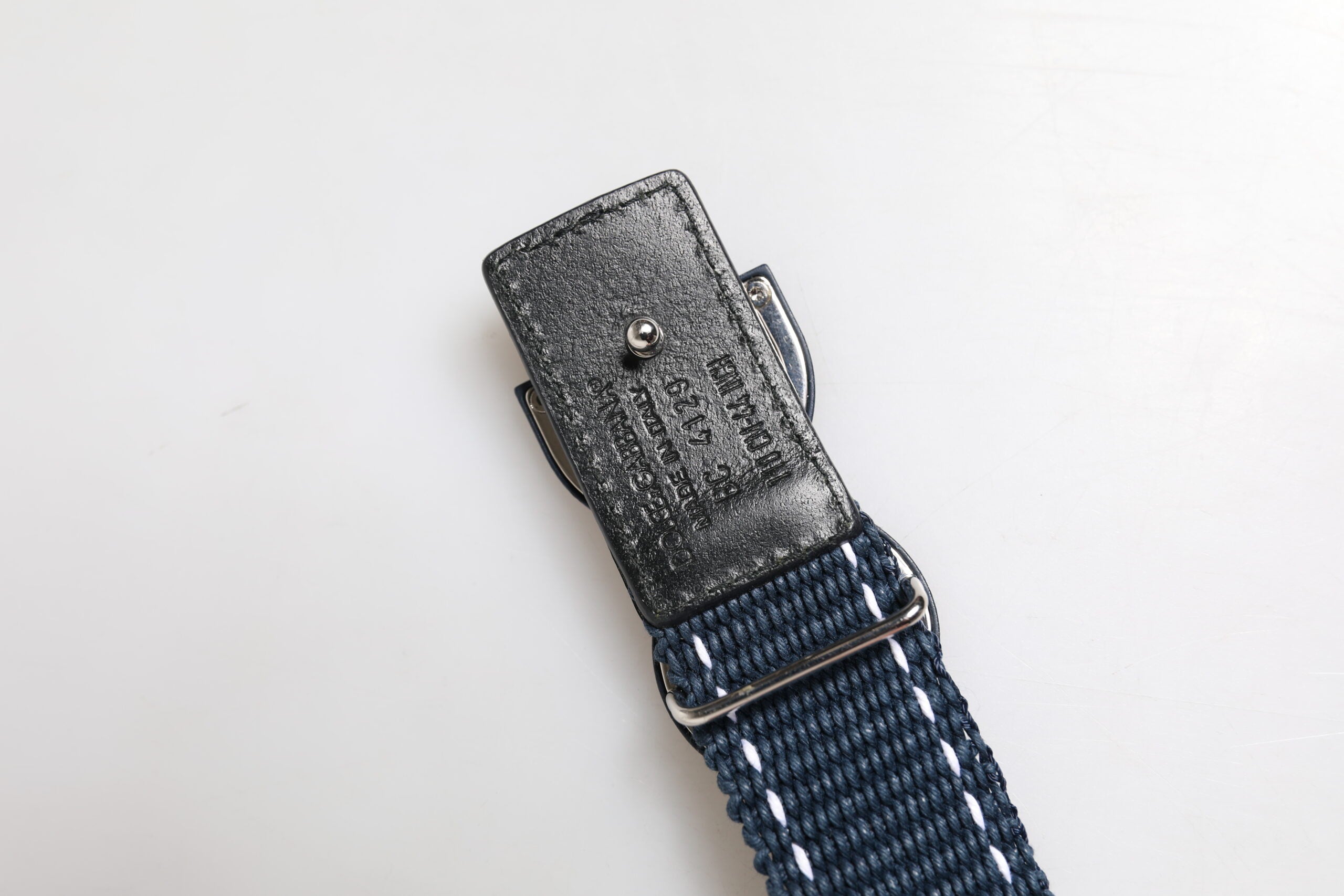 Blue White Cotton DG Logo Metal Buckle Belt