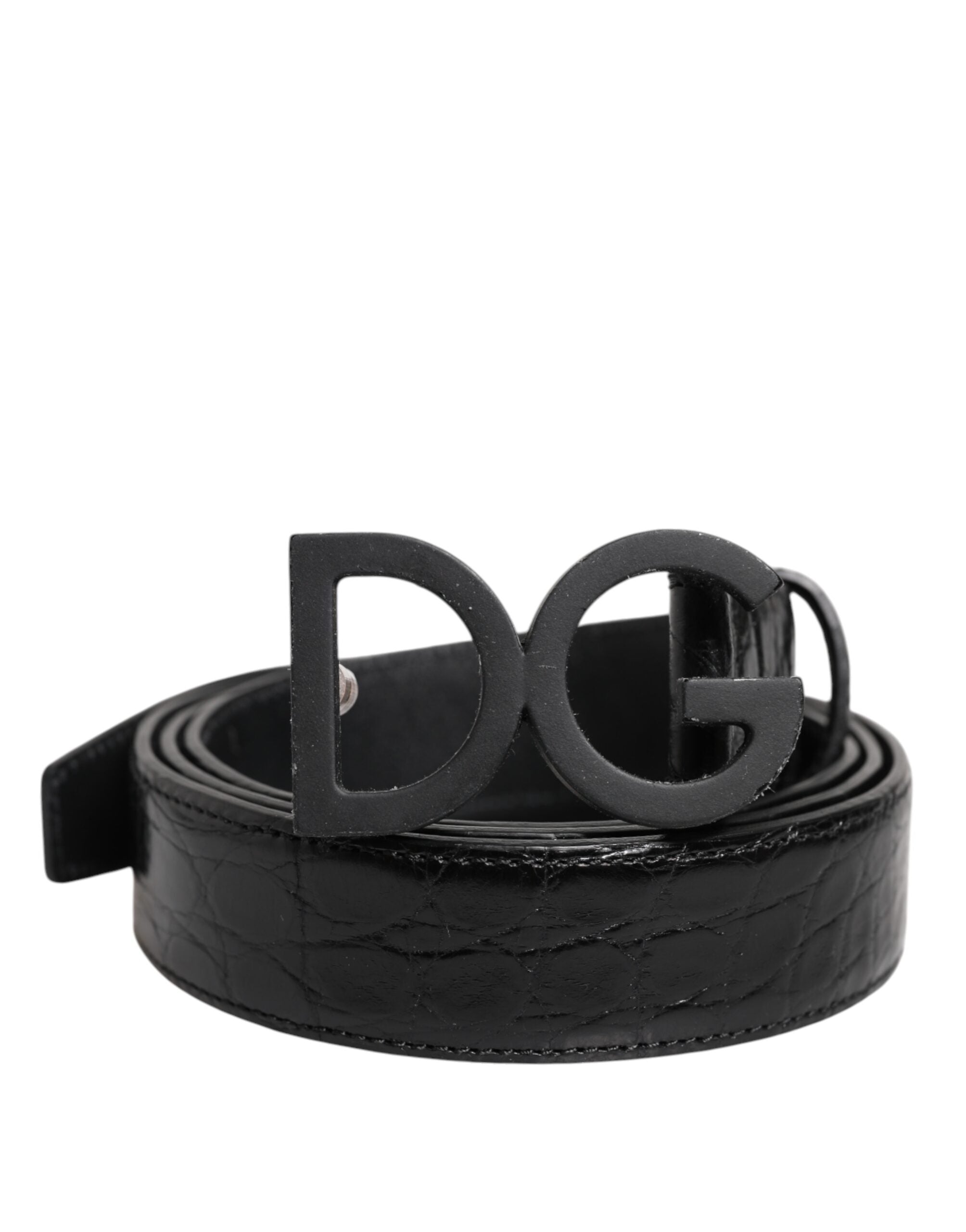 Black Leather Classic Metal DG Buckle Belt