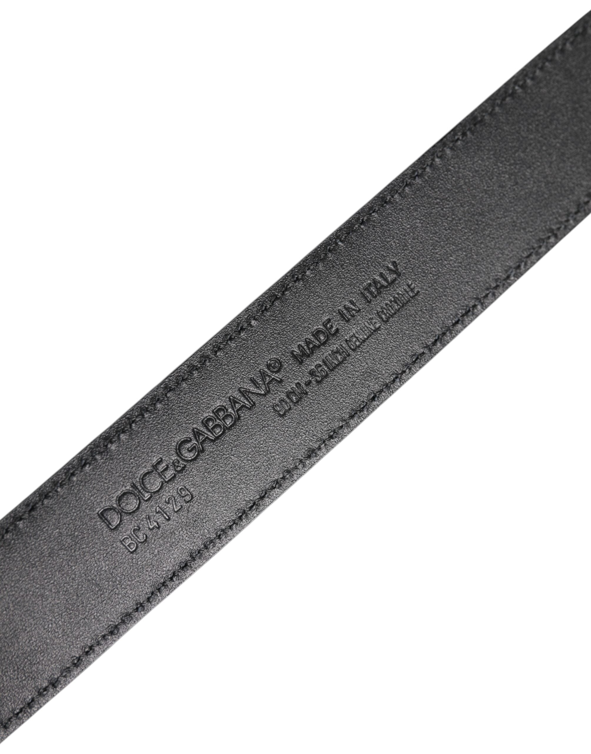 Black Leather Classic Metal DG Buckle Belt