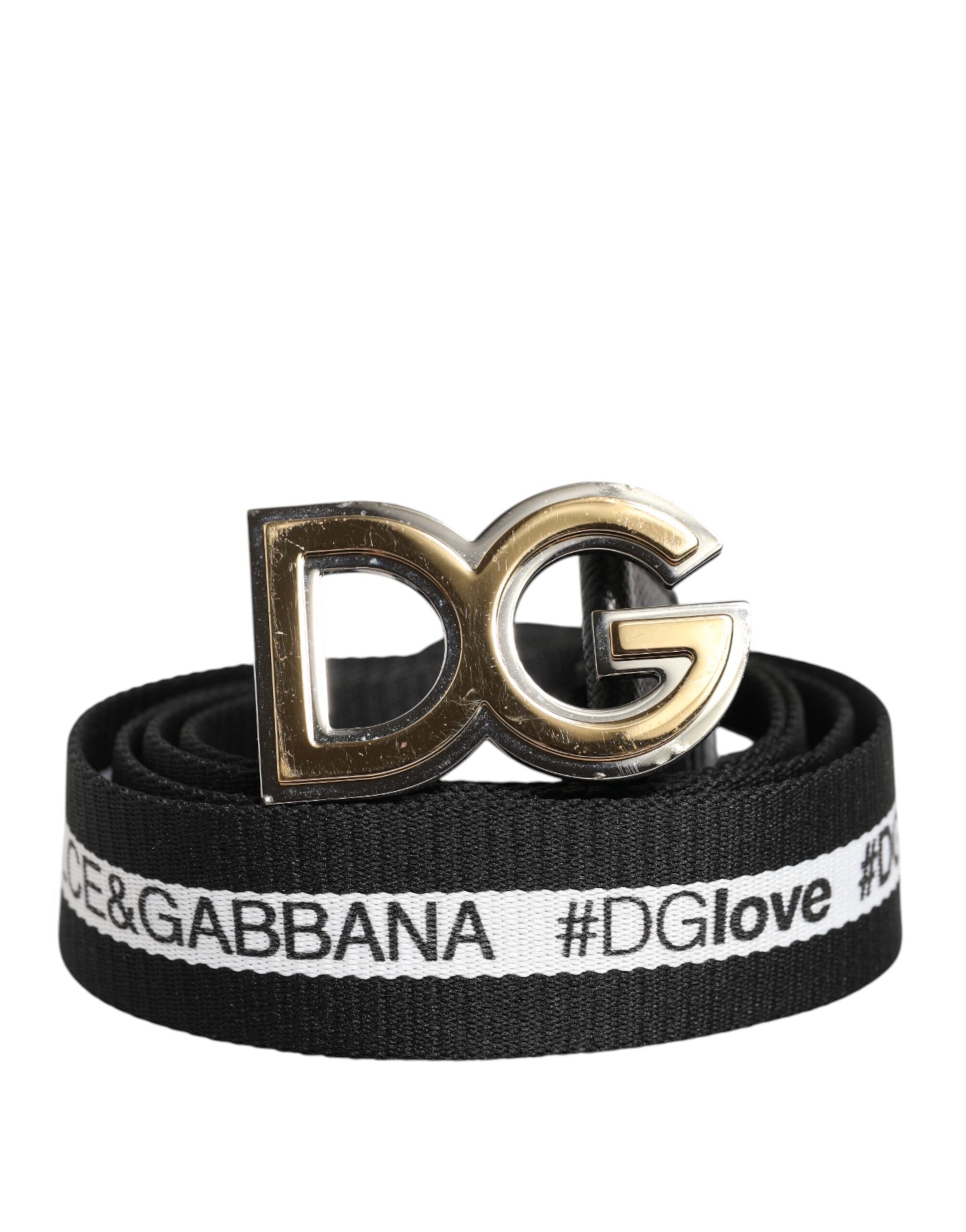 Black Cotton Gold Tone Metal DG Buckle Belt