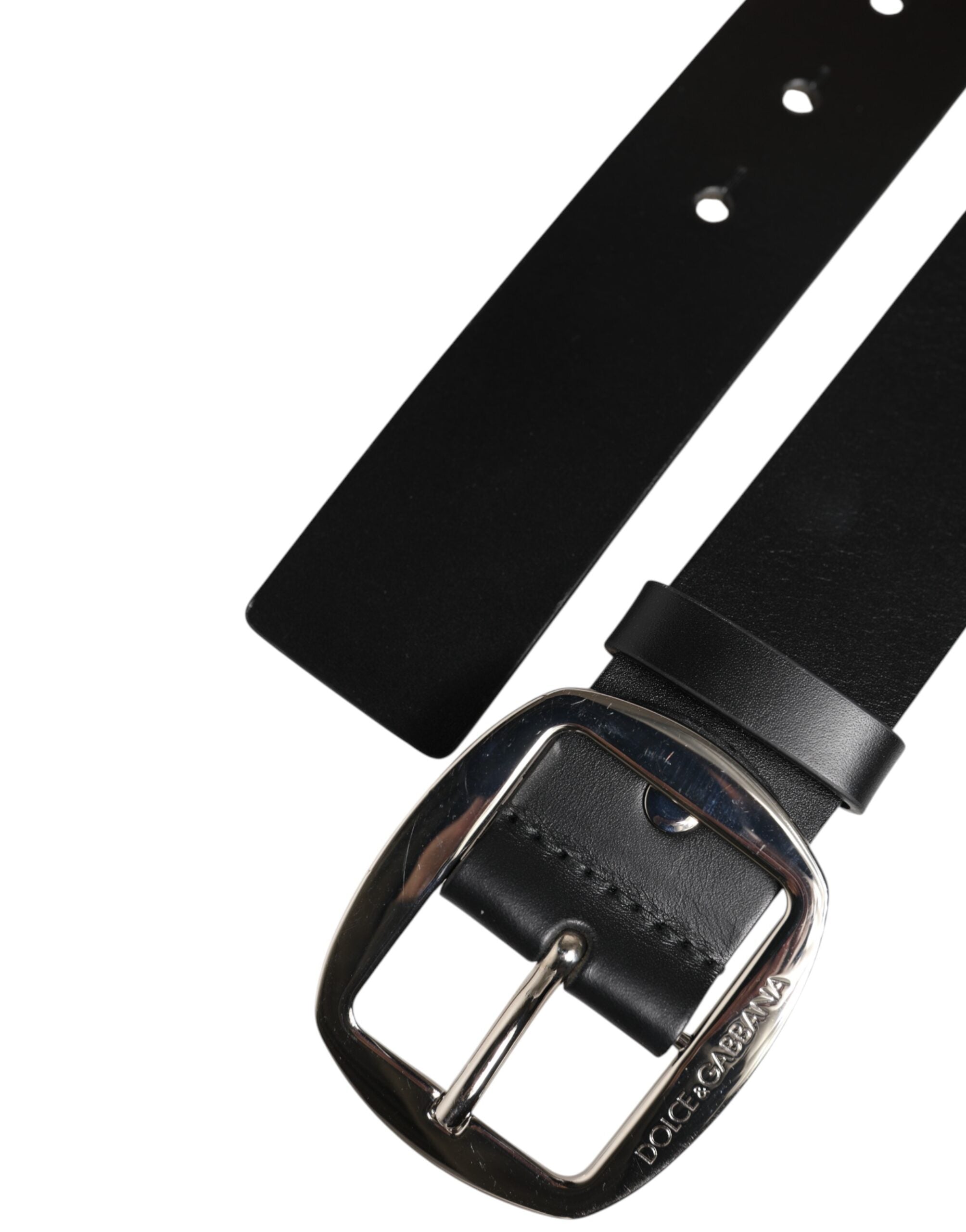 Black Leather Classic Metal Buckle Belt