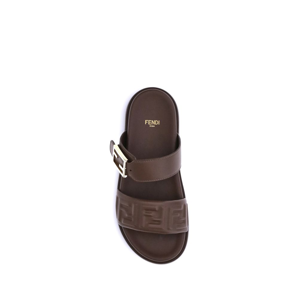 Brown Calf Leather Bos Taurus Flat Sandals