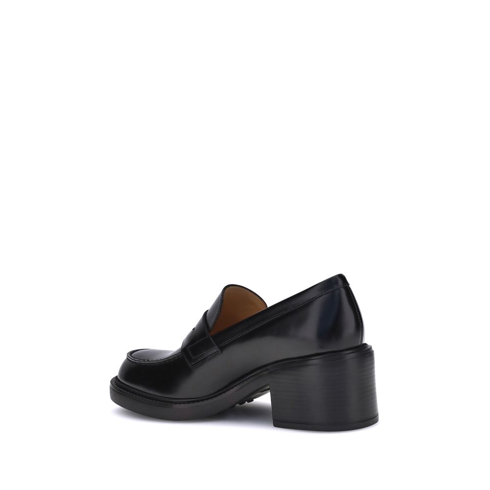 Black Calf Leather Bos Taurus Platform Loafers