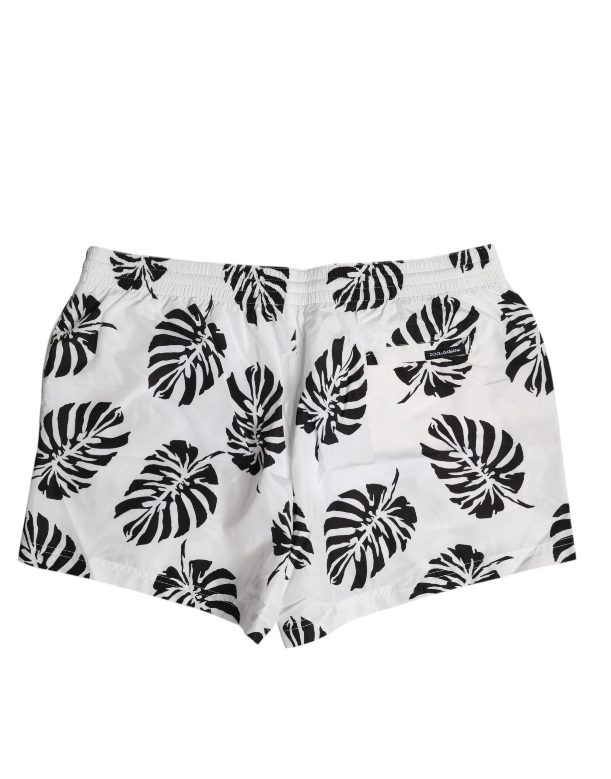 White Black Print Beachwear Shorts Swimwear