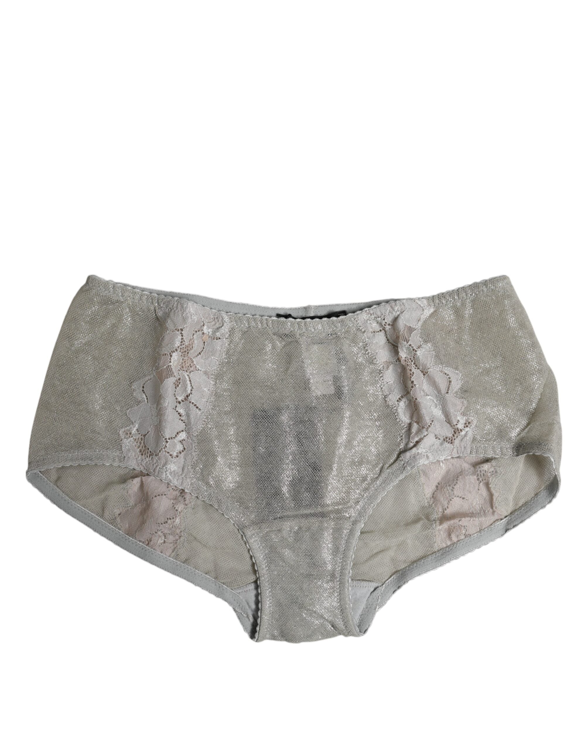 Gray Cotton Floral Lace High Waist Panty Underwear