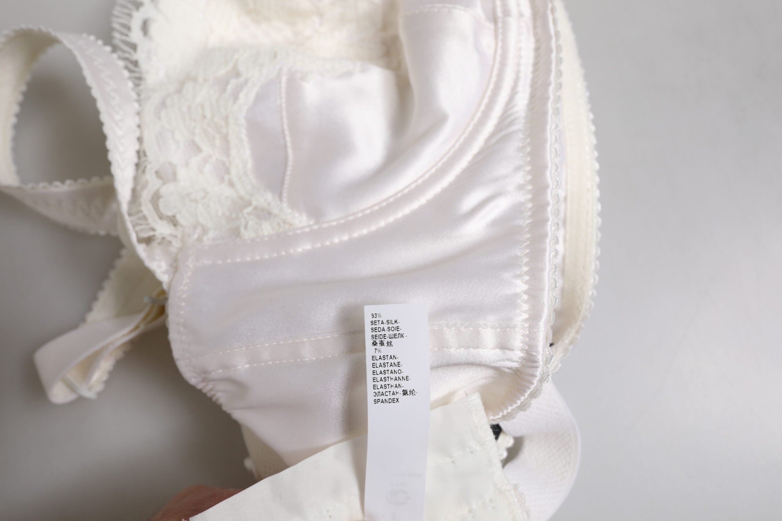 White Silk Underwired Balconette Bra Underwear