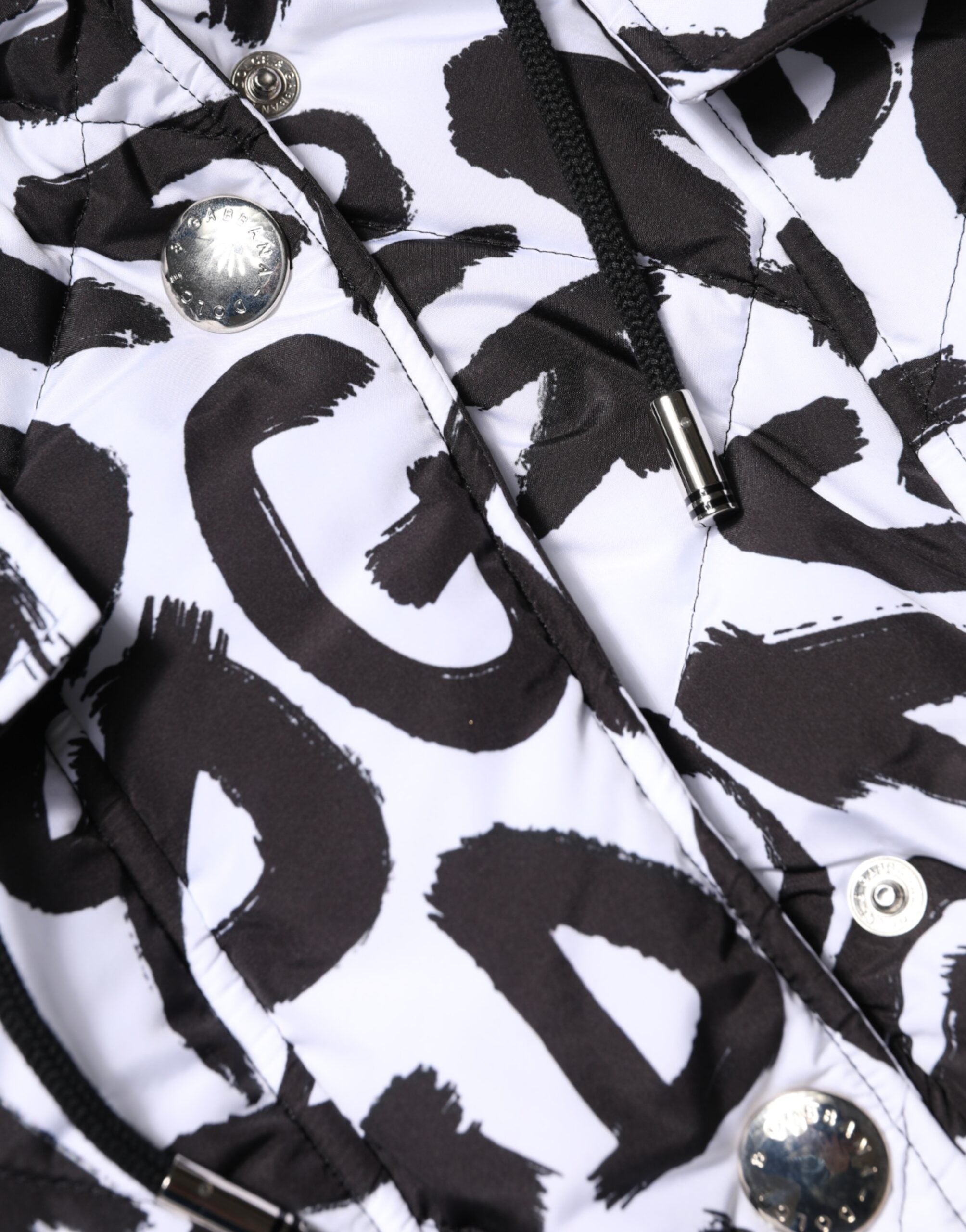 White DG Mania Hooded Sleeveless Puffer Jacket