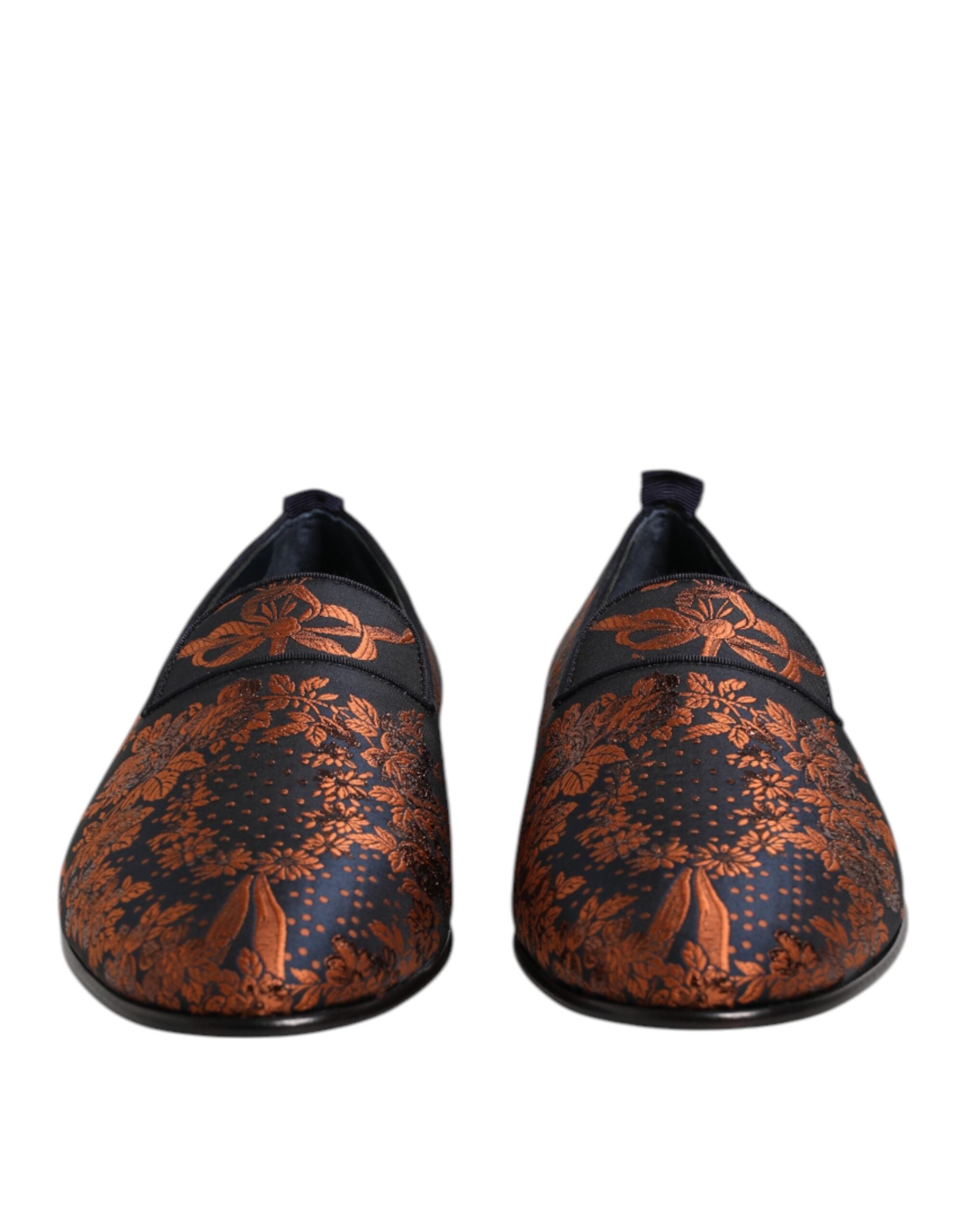 Black Jacquard Polyester Slip On Loafers Shoes