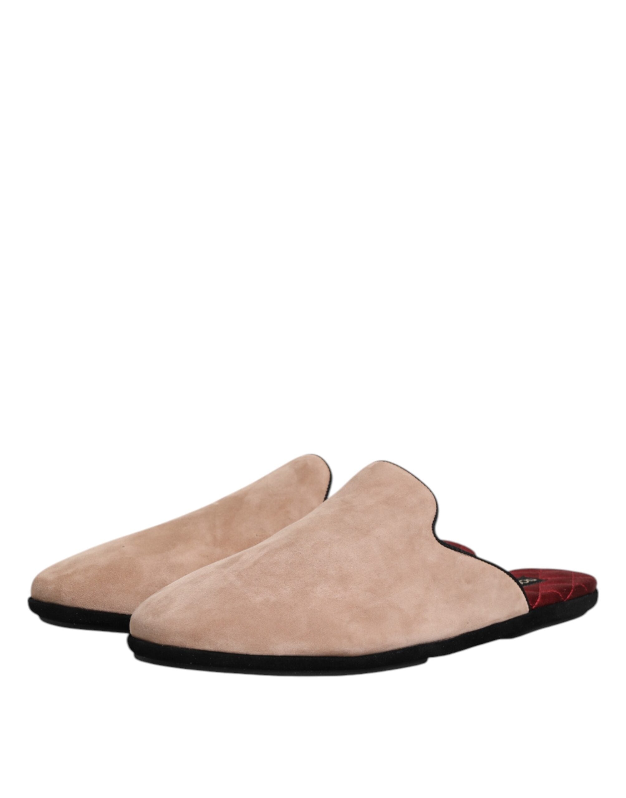 Beige Capra Suede Slides Flat Slipper Shoes