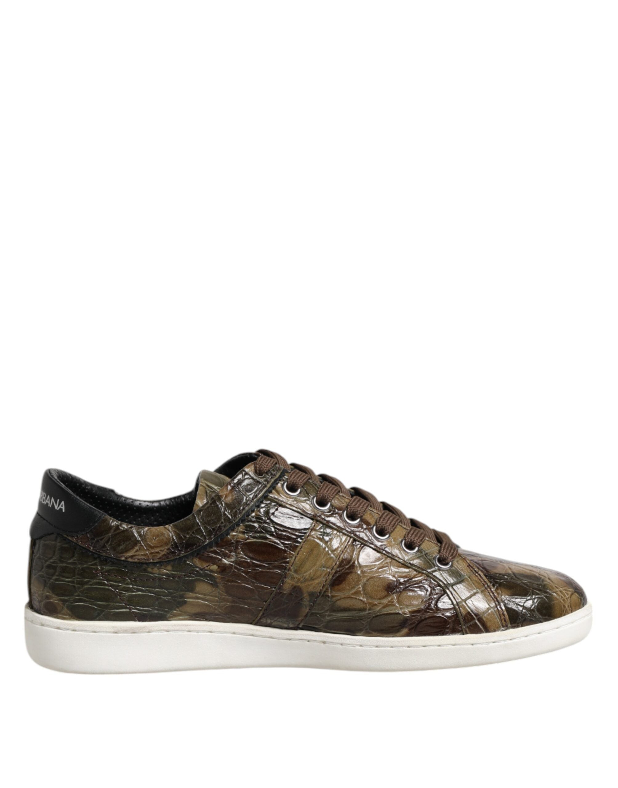 Brown Exotic Leather Low Top Sneakers Shoes