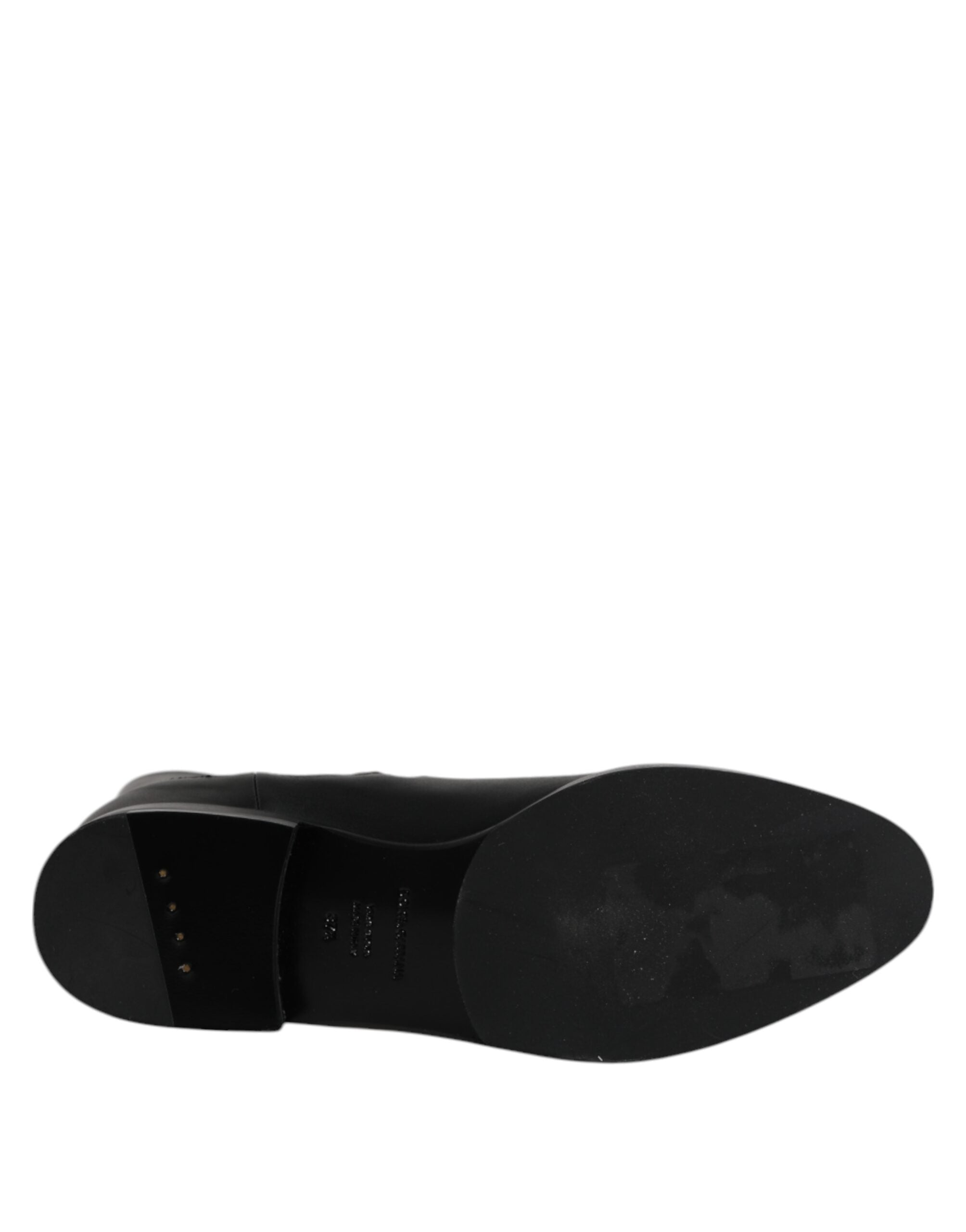 Black Leather Flats Logo Short Boots Shoes