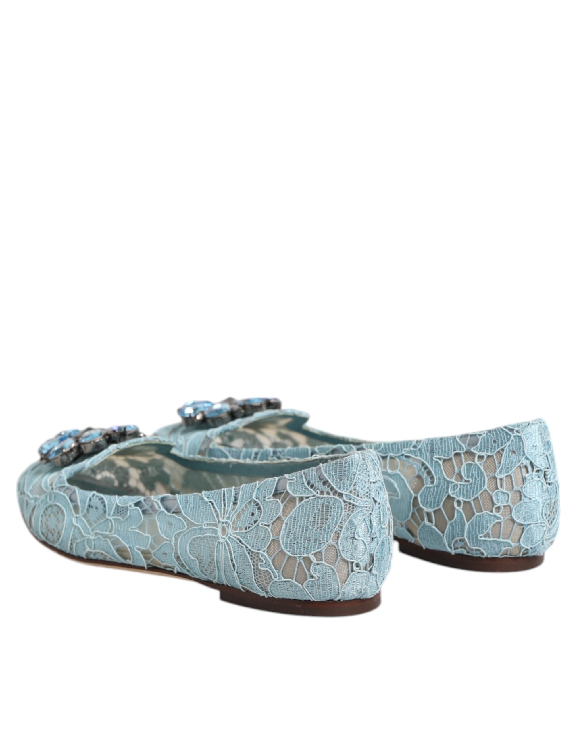 Blue Lace Crystal Ballet Flats Loafers Shoes