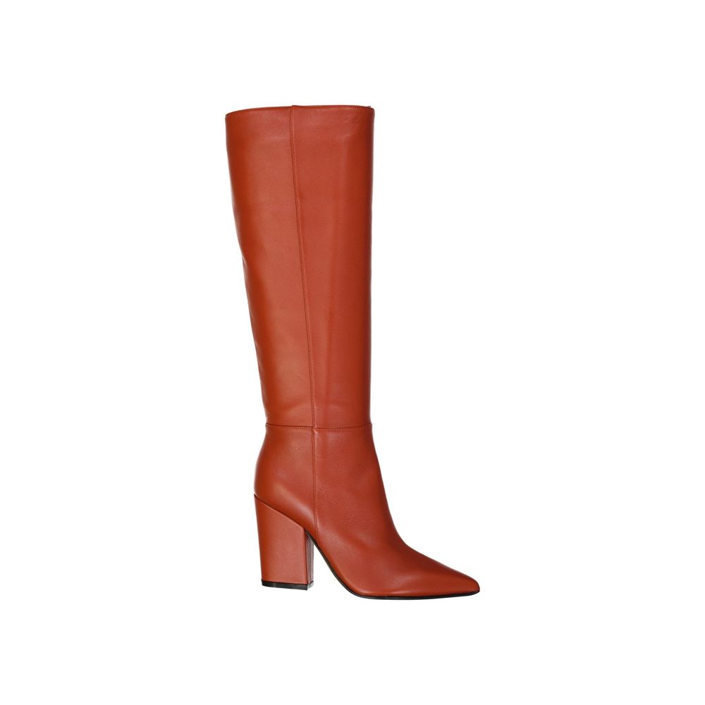 Orange Lamb Leather High Heel Boots