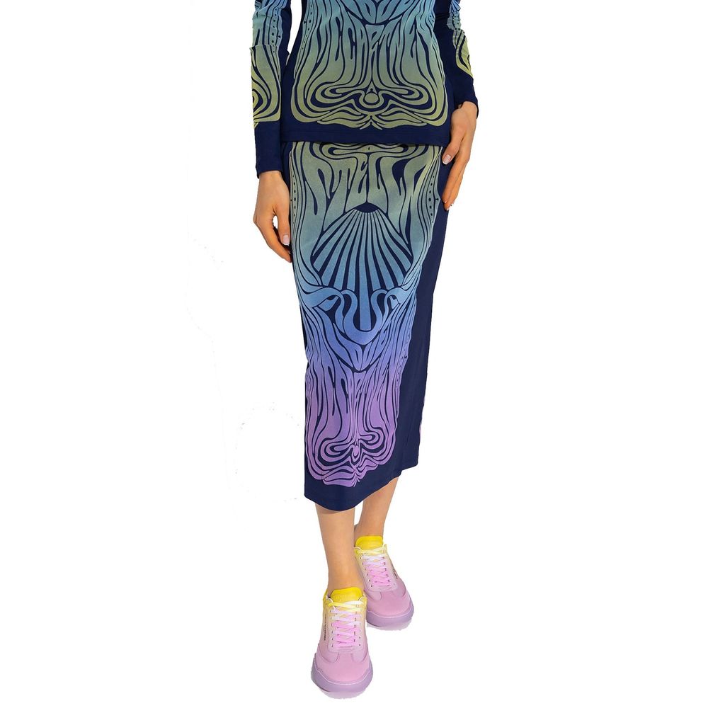 Blue Polyamide Long Skirt