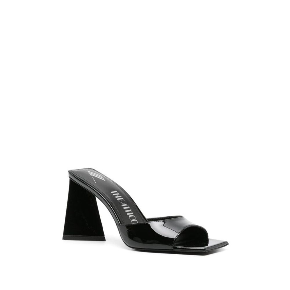 Black Calfskin Stiletto Heel Sandals