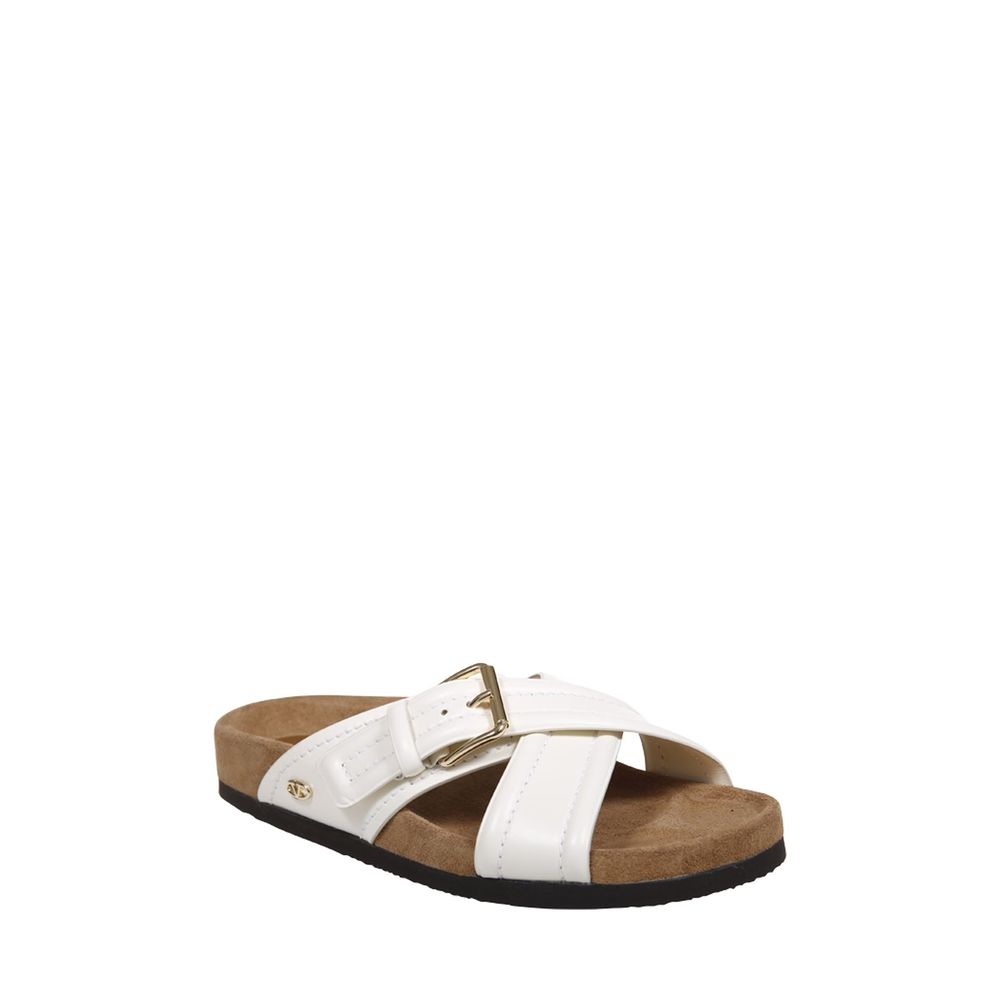 White Calfskin Strap-On Sandals