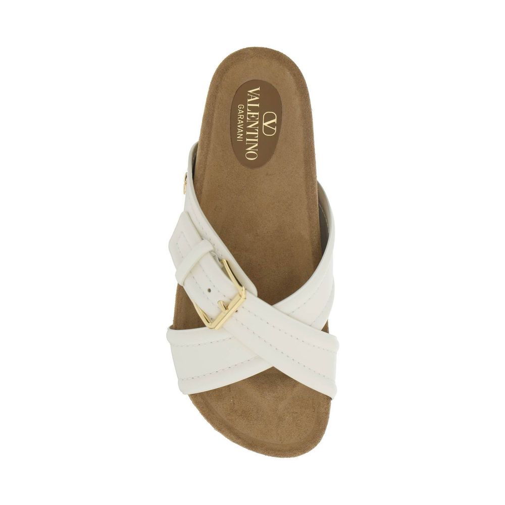 White Calfskin Strap-On Sandals