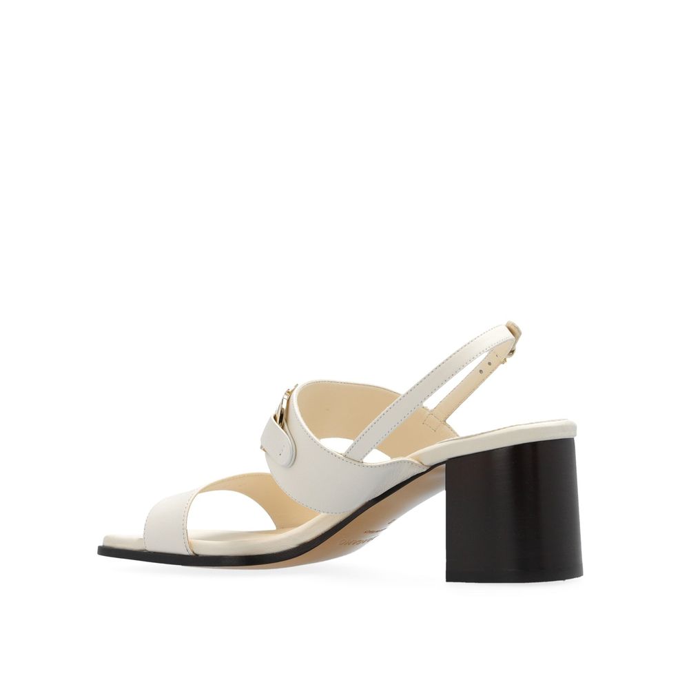White Calfskin Strap-On Sandals