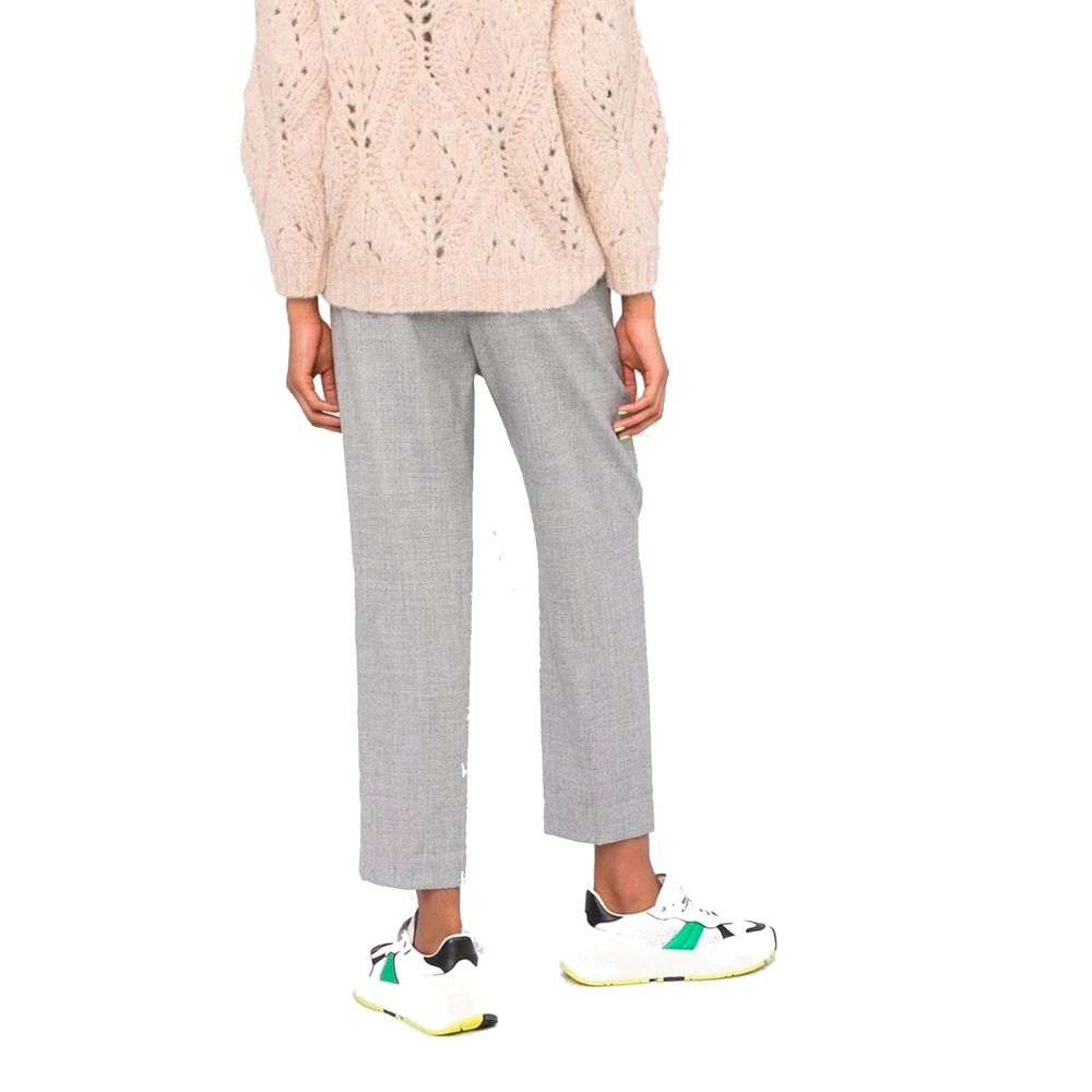Gray Virgin Wool Cropped Pants