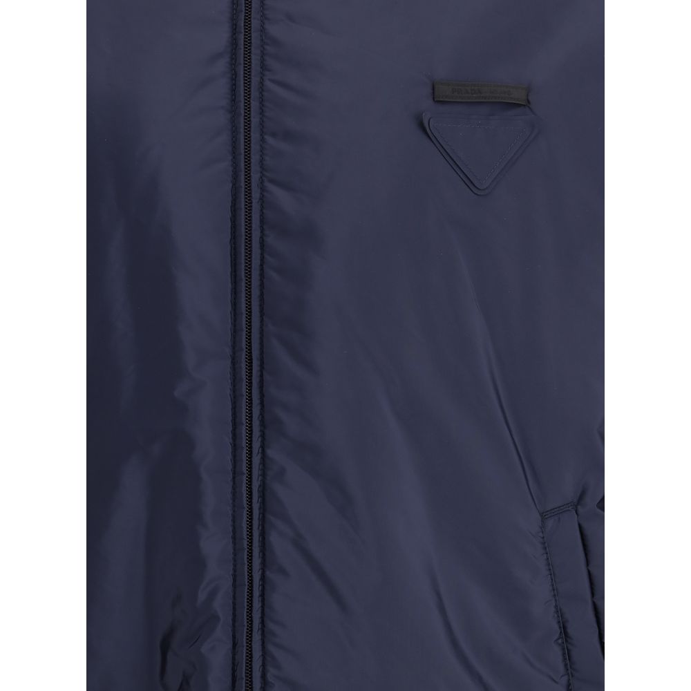 Blue Polyester Full-Length Jacket