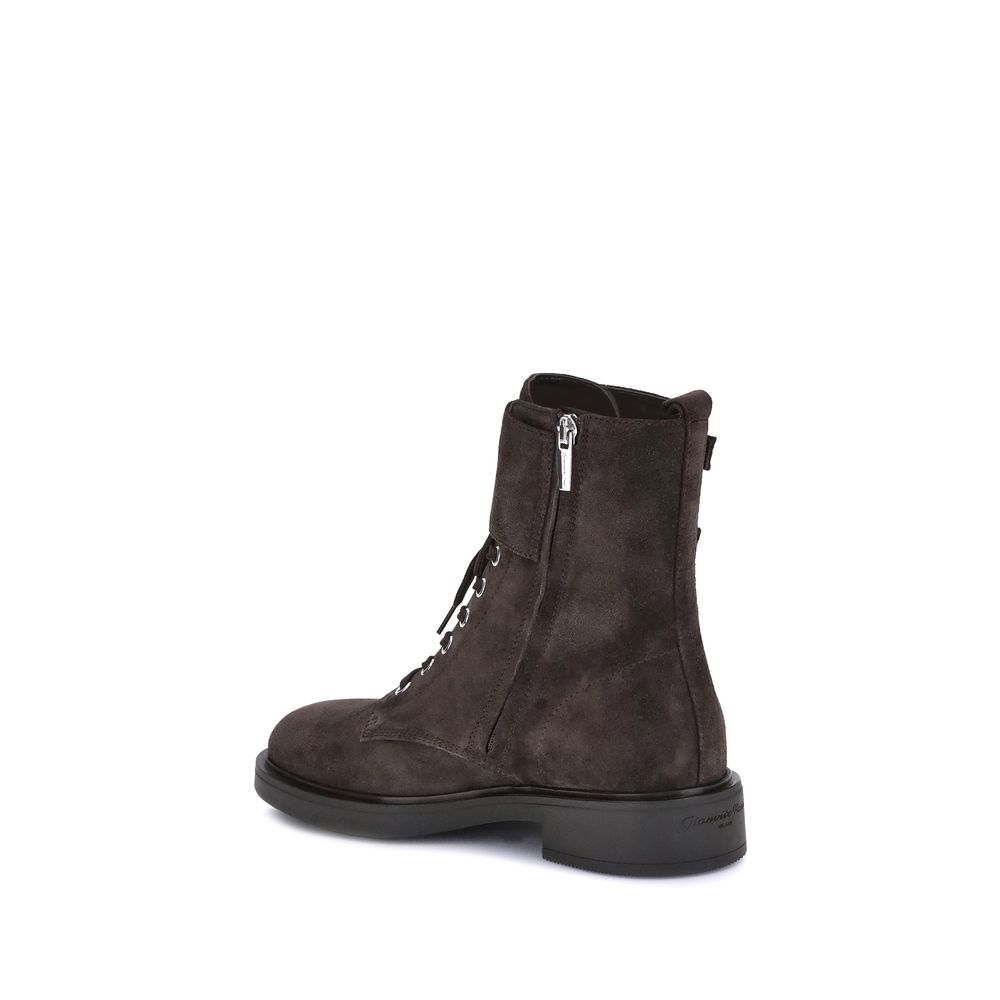 Black Calf Leather Bos Taurus Lace-Up Boots