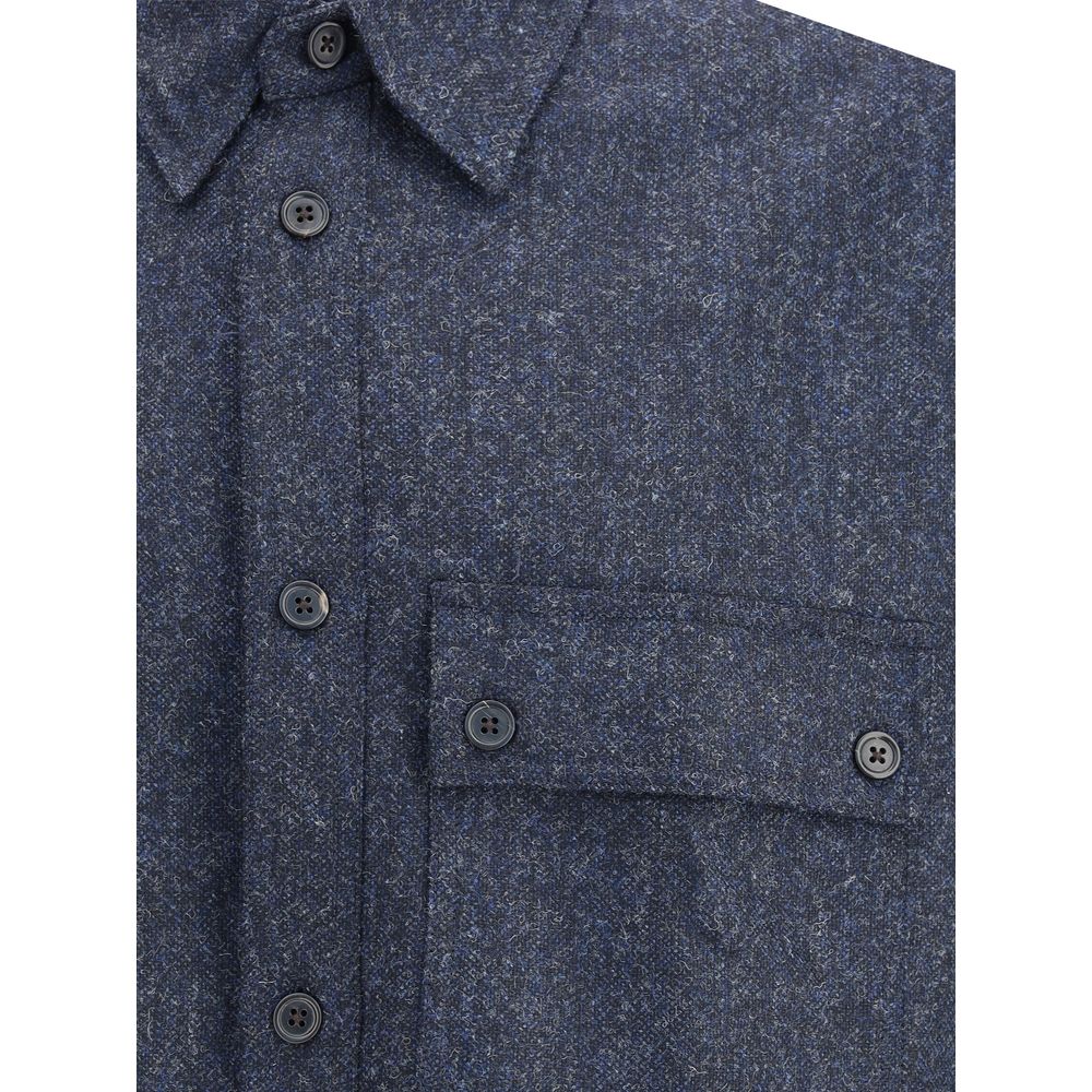 Blue Wool Dress Shirt