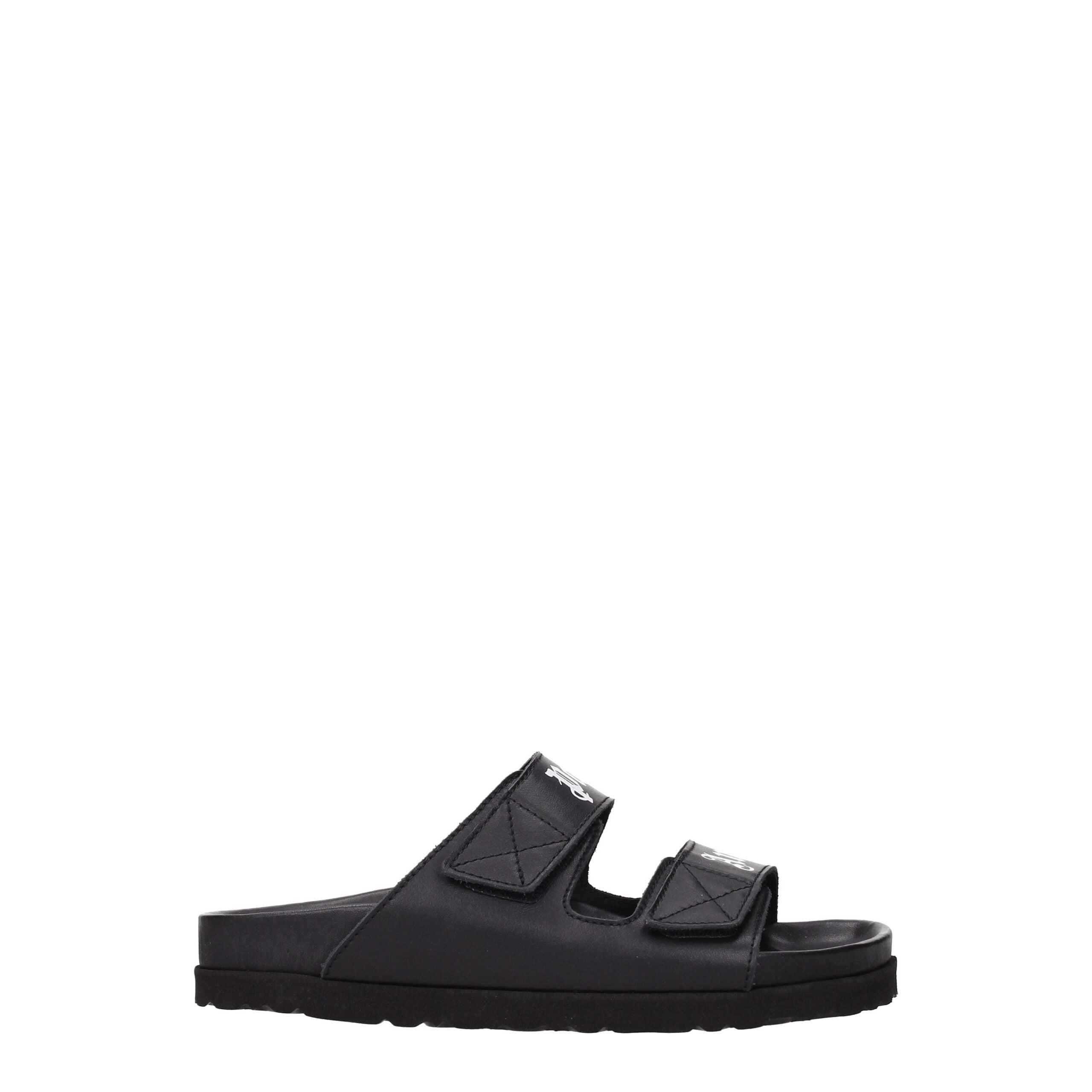 Black Leather Slippers