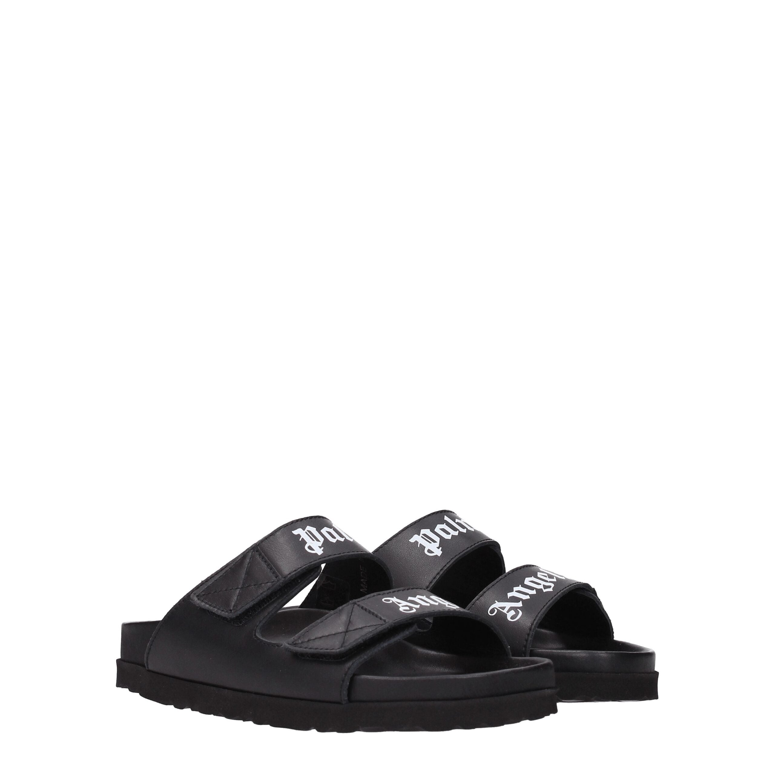 Black Leather Slippers