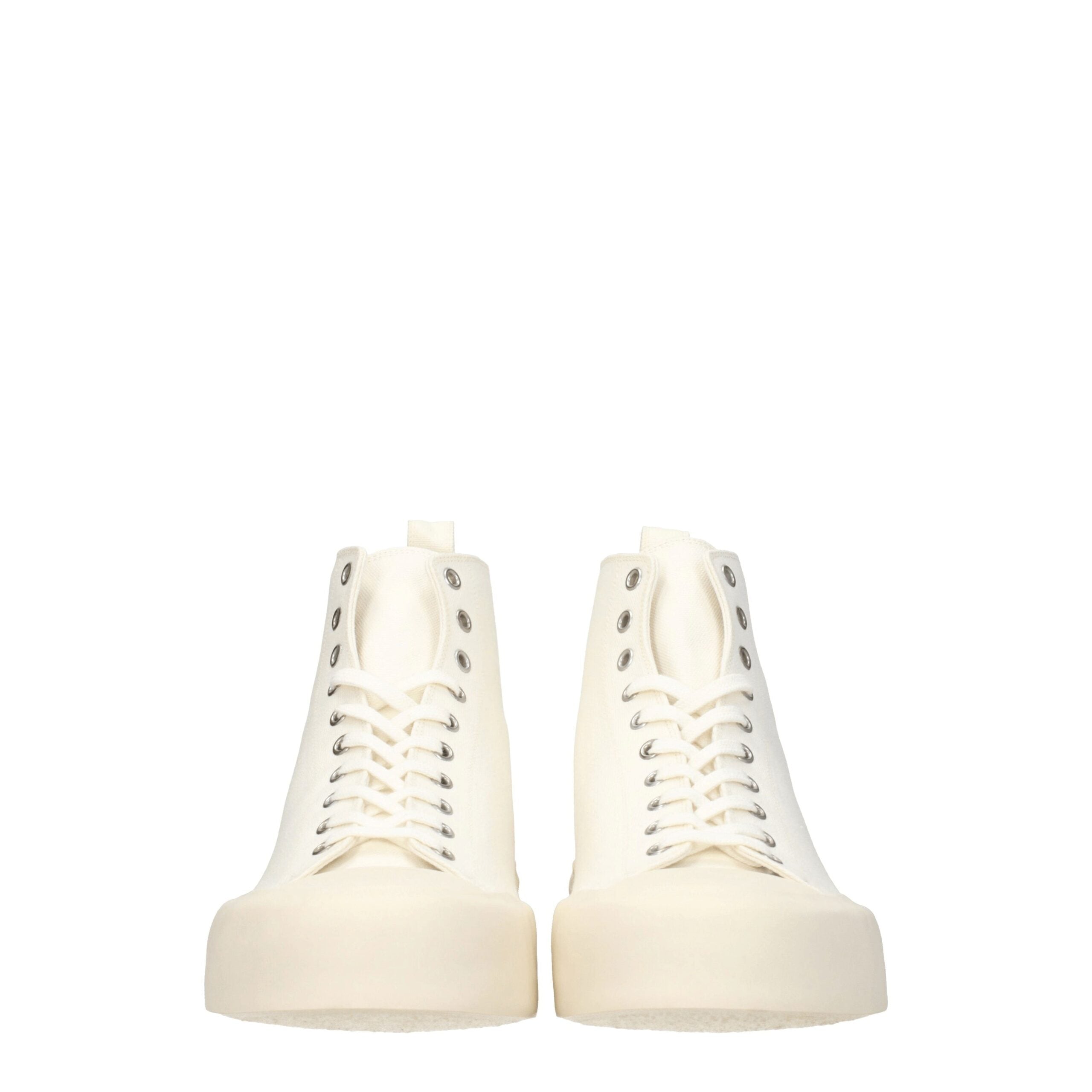 Beige Fabric High Top Sneakers