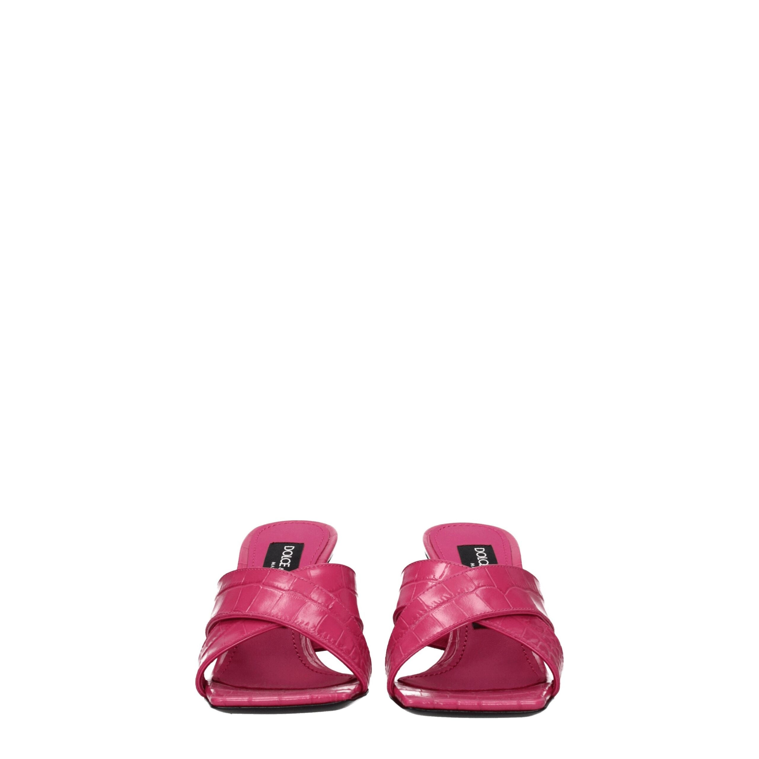 Pink Leather Platform Sandals