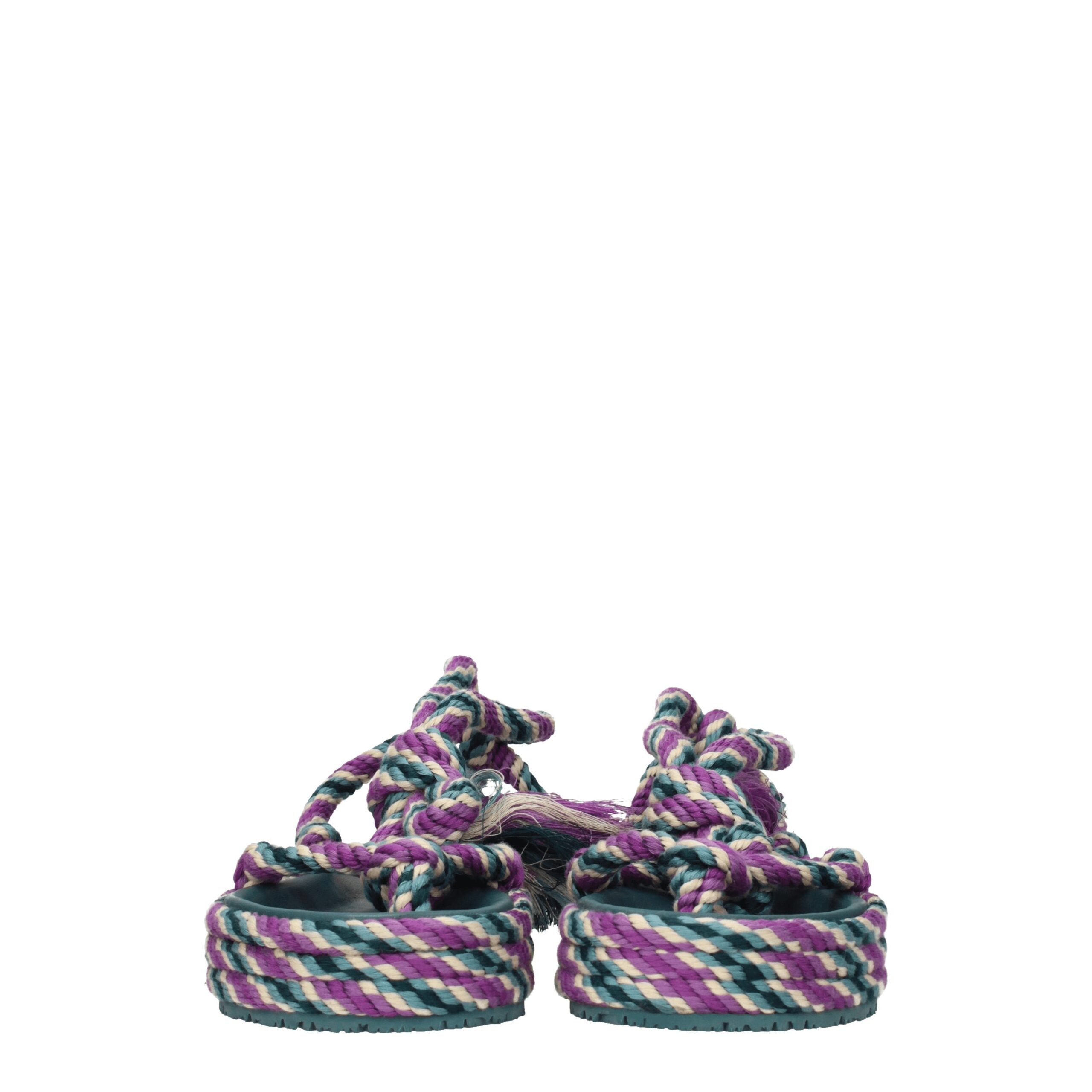 Multicolor Fabric Flat Sandals