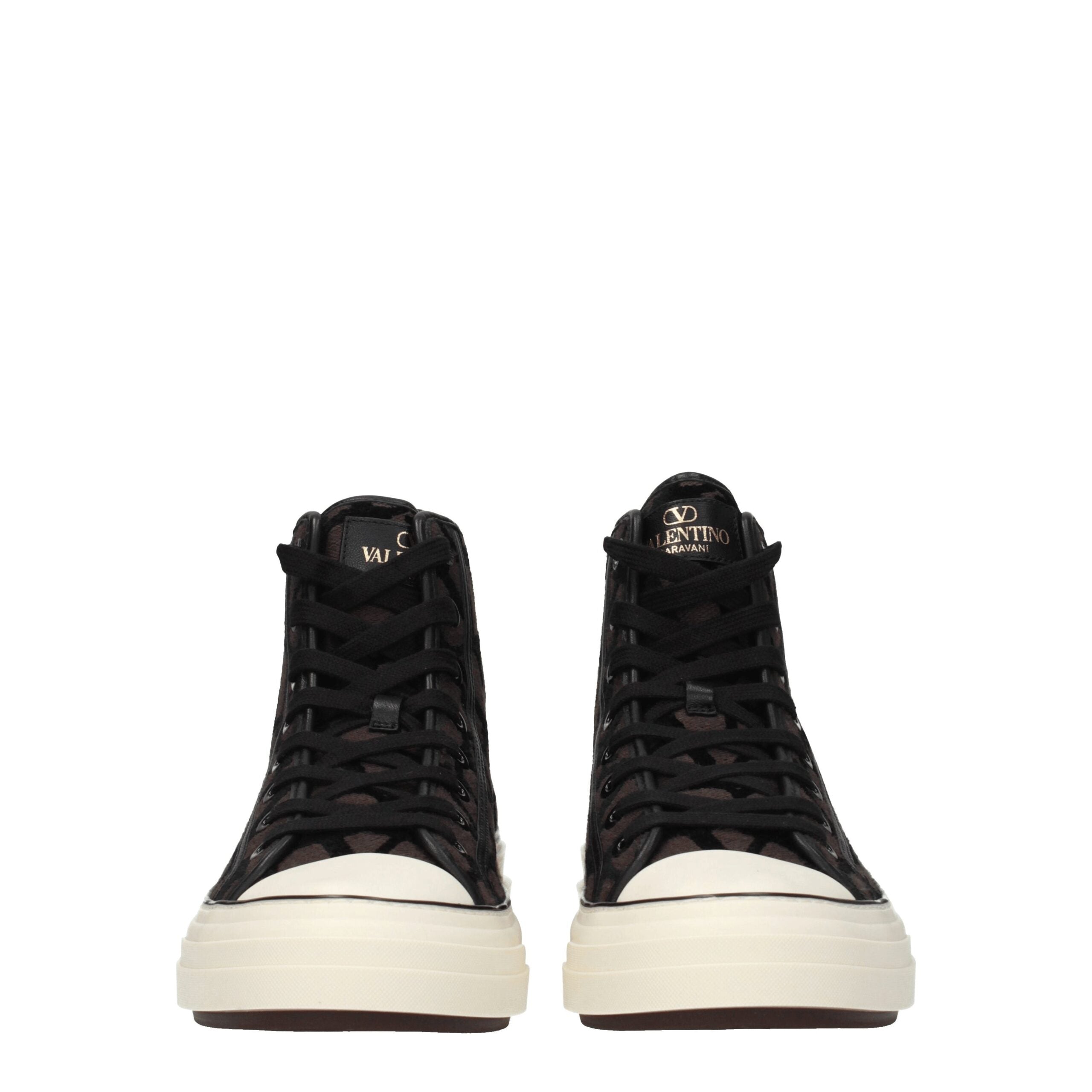 Brown Fabric High Top Sneakers