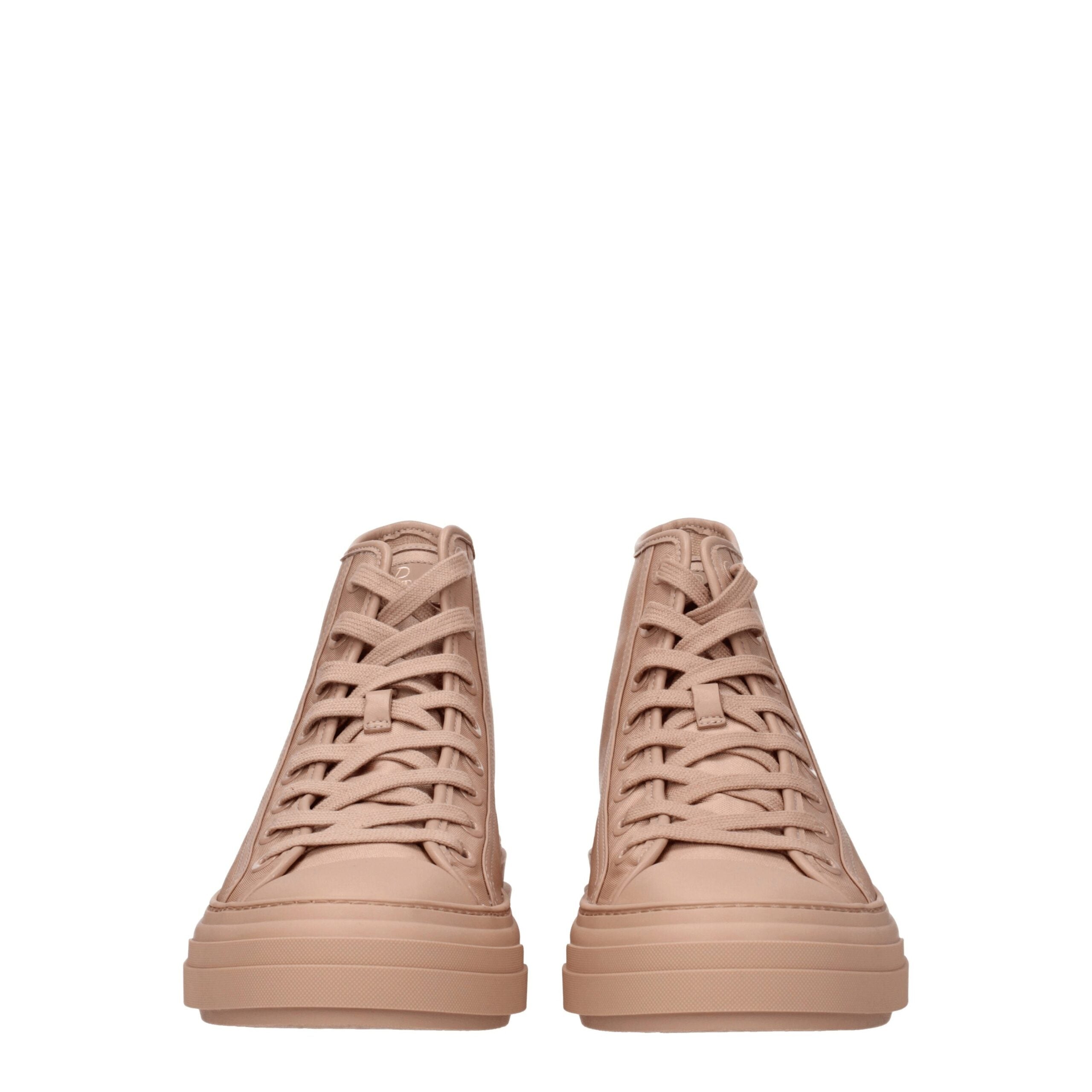 Pink Fabric High Top Sneakers