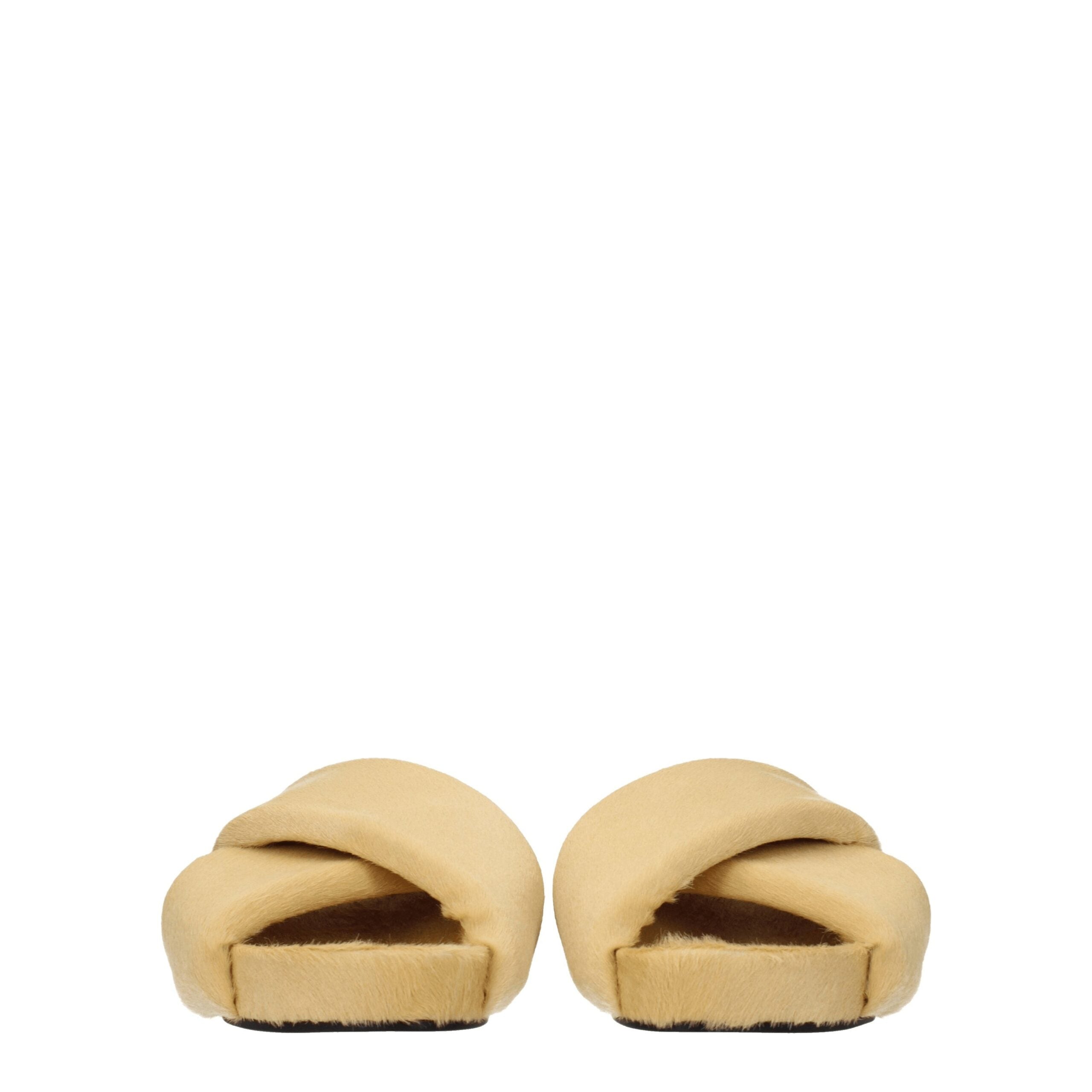 Beige Horsehair Slippers