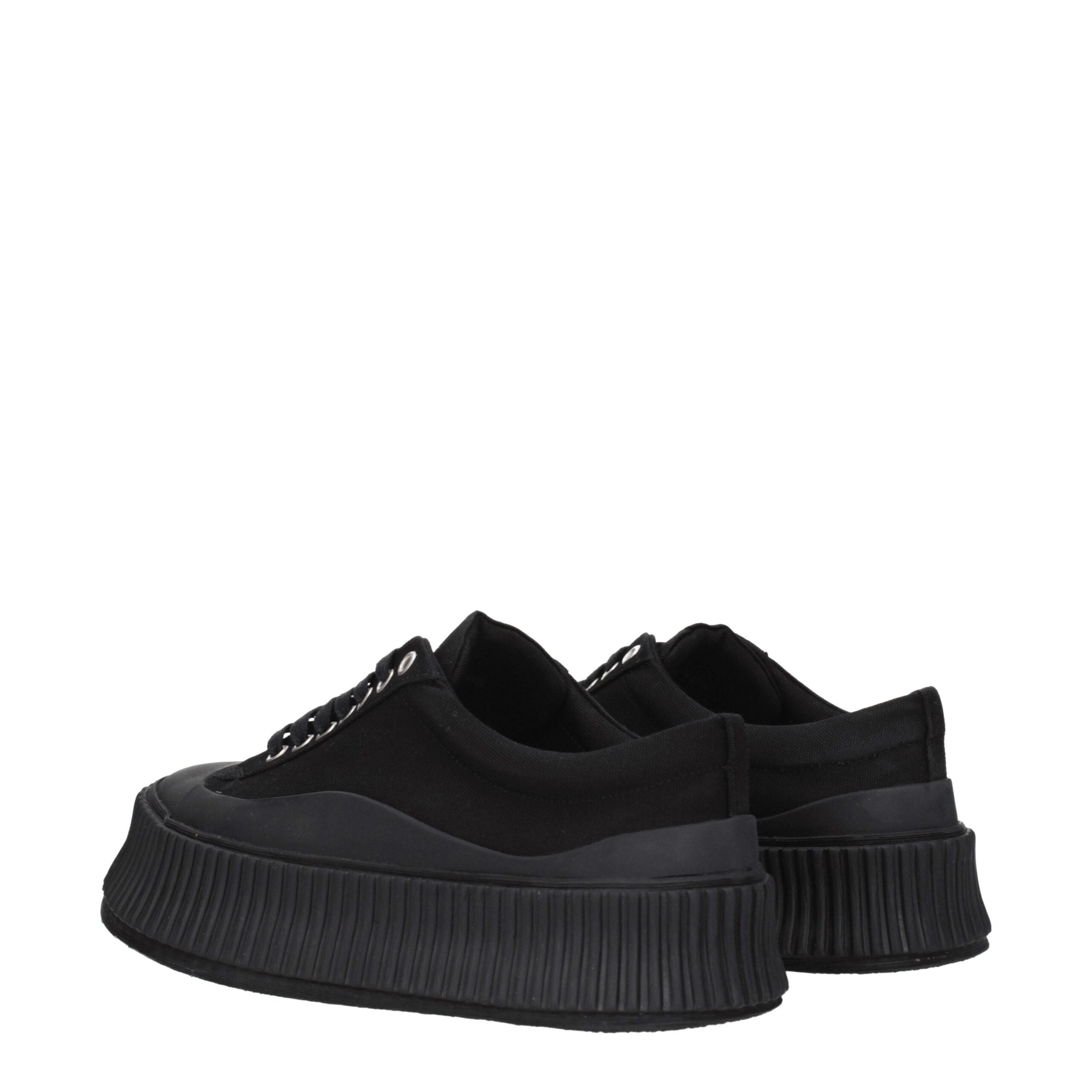 Black Fabric Chunky Sneakers